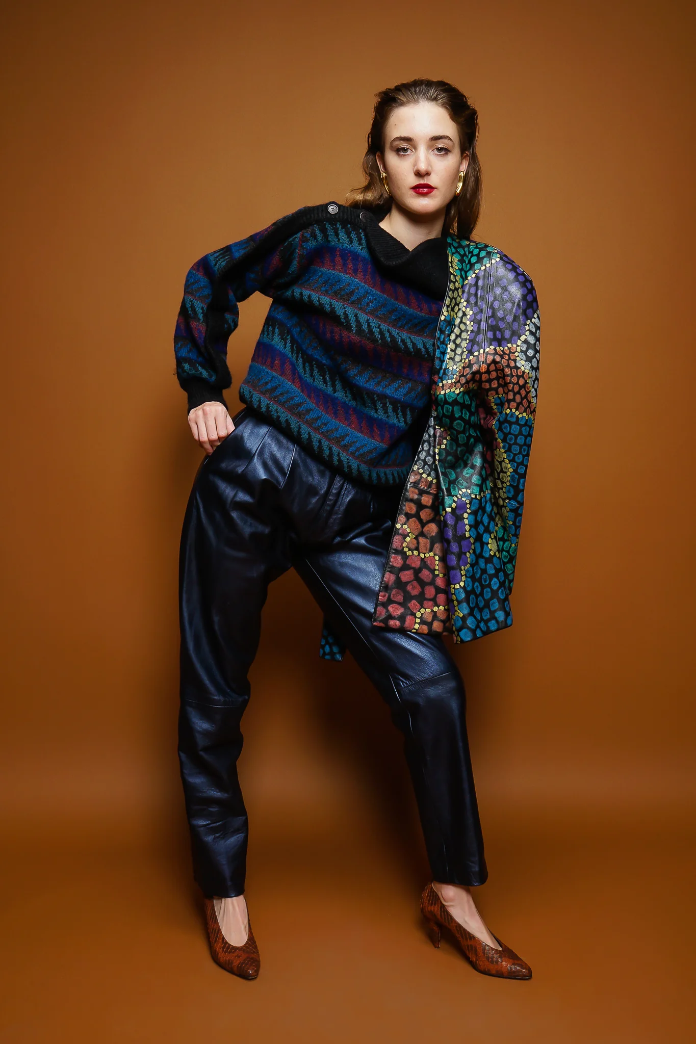 Metallic Pleated Leather Pant - Image 3