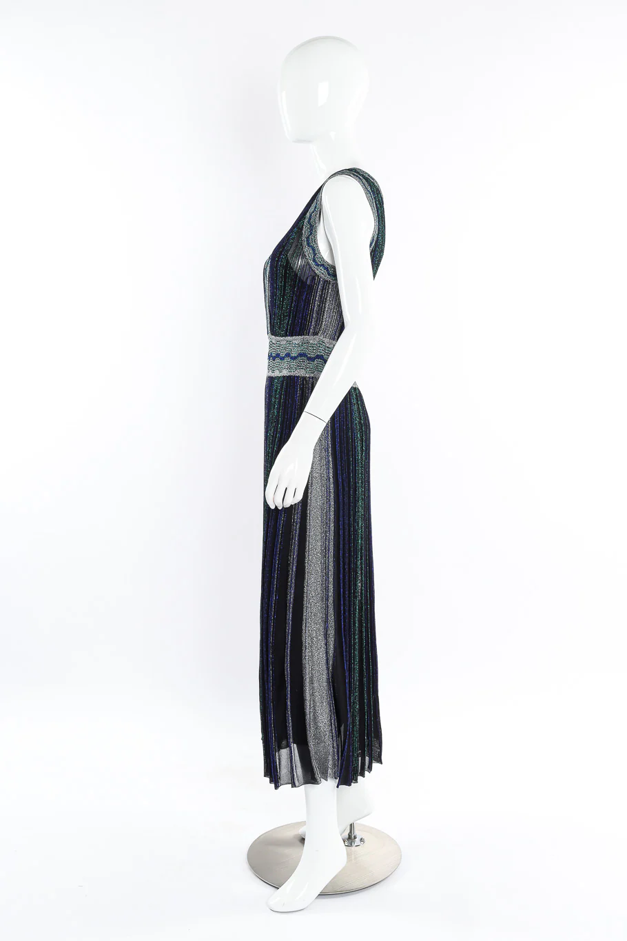 Metallic Pleated Midi Dress - Image 3