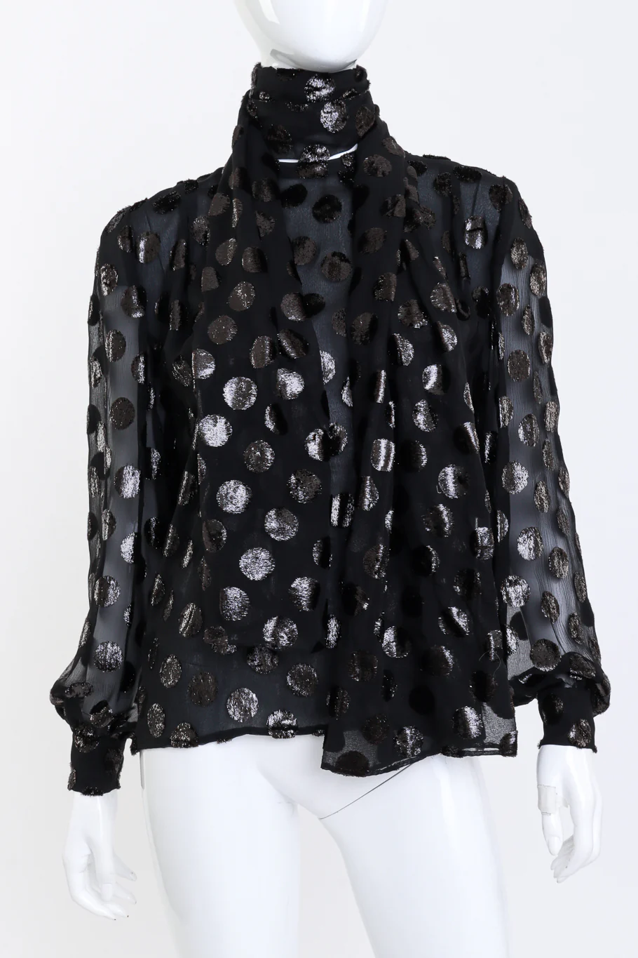 Metallic Polka Dot Silk Blouse