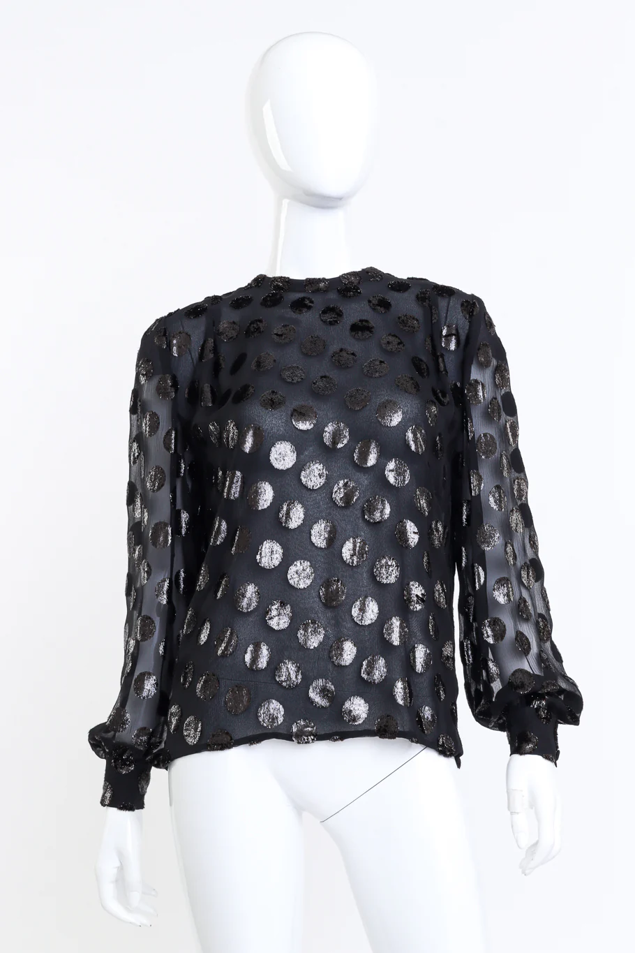 Metallic Polka Dot Silk Blouse - Image 2