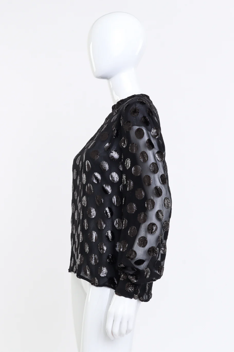 Metallic Polka Dot Silk Blouse - Image 3