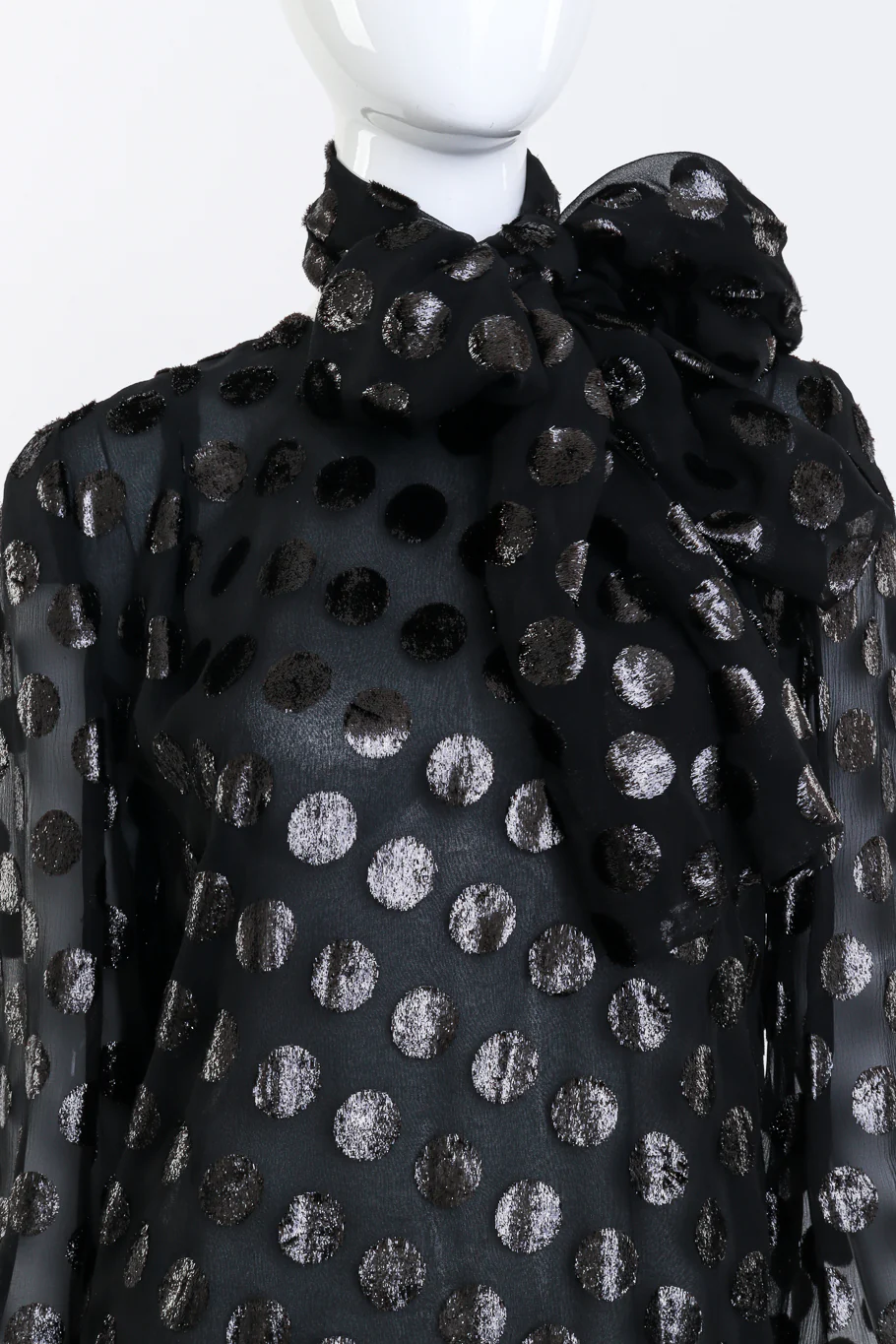 Metallic Polka Dot Silk Blouse - Image 6