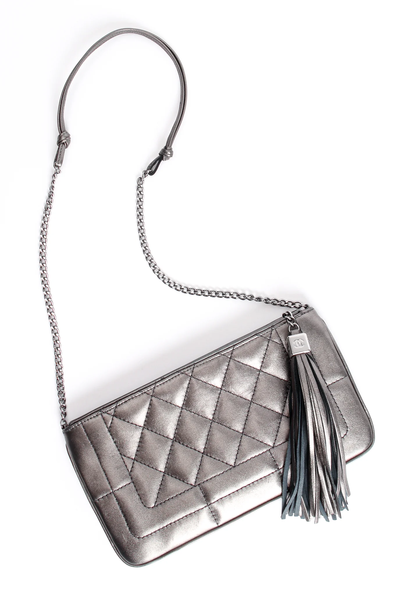 Metallic Quilted Tassel Shoulder Bag
