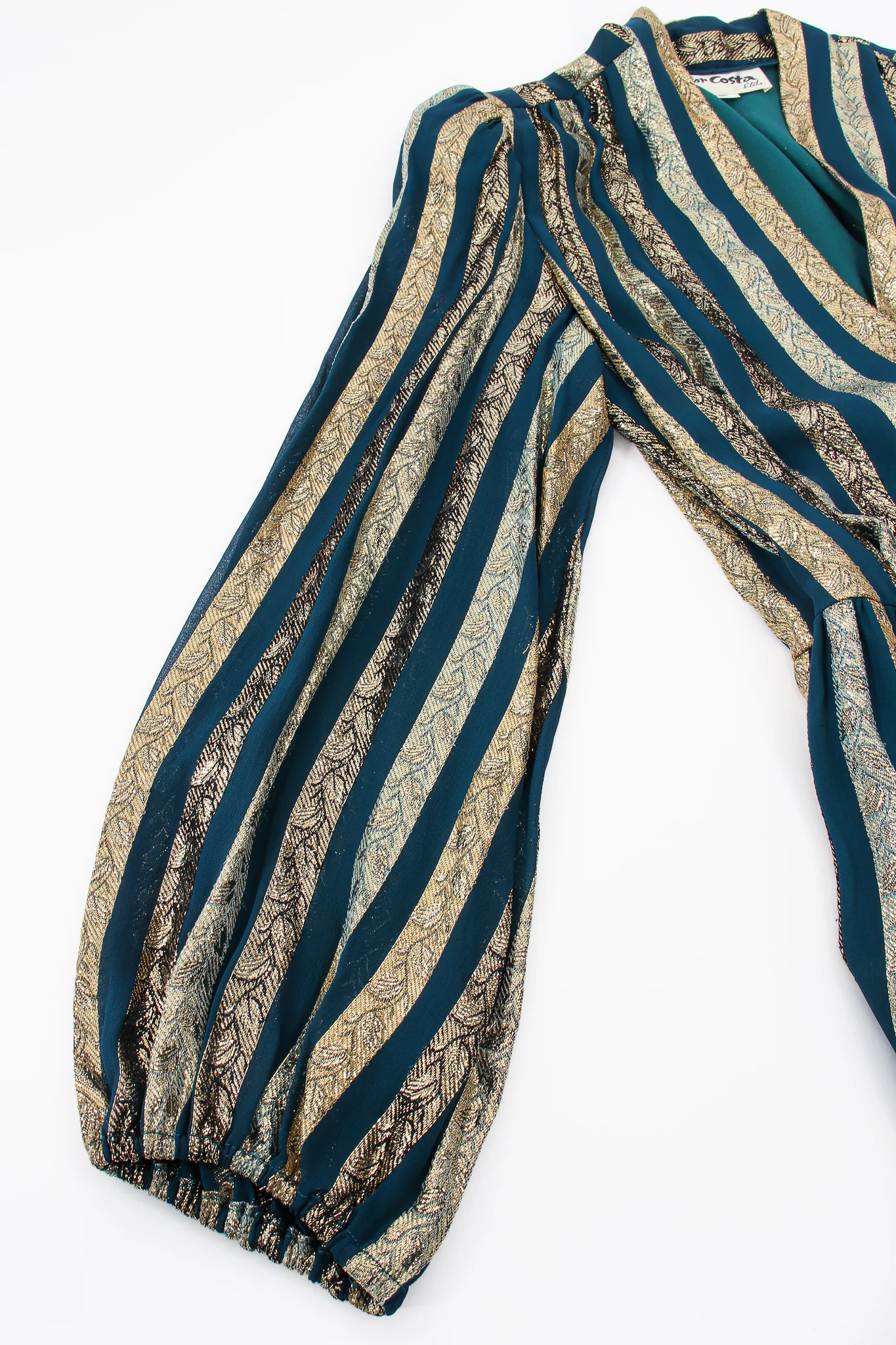 Metallic Ribbon Stripe Silk Gown - Image 11
