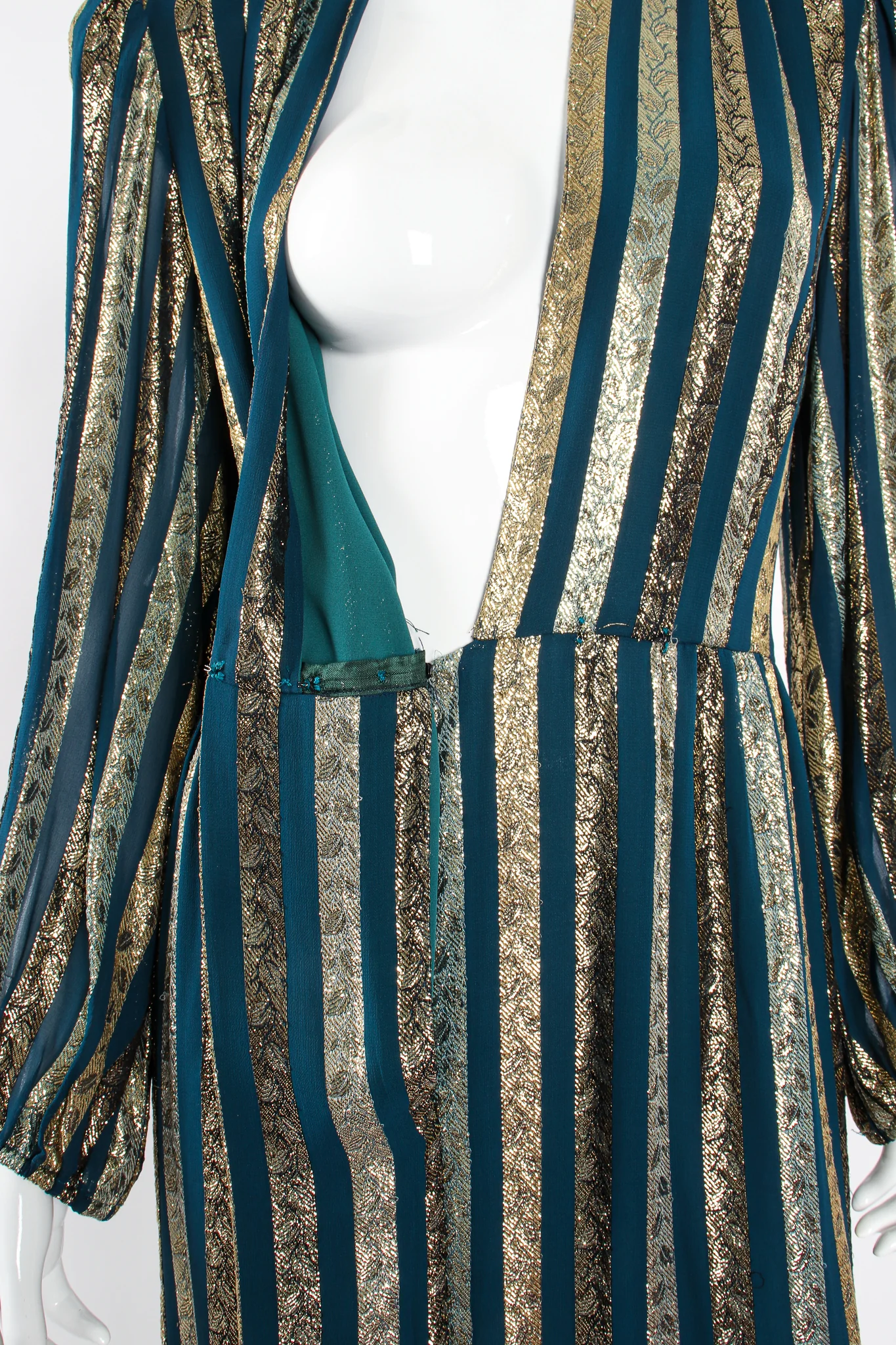 Metallic Ribbon Stripe Silk Gown - Image 12
