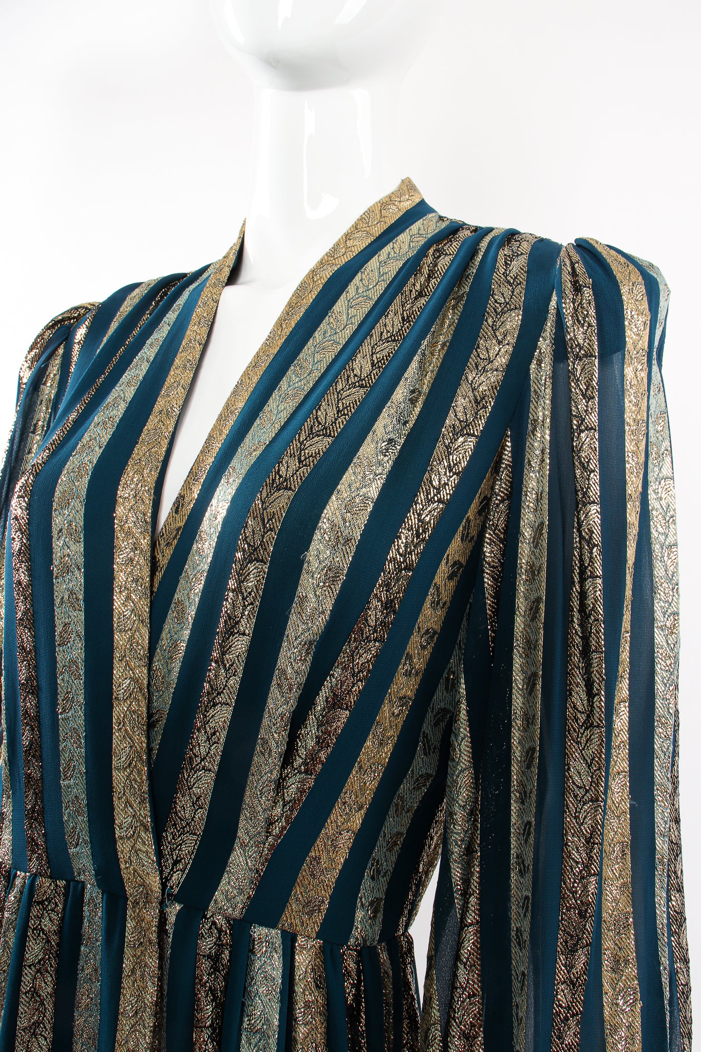 Metallic Ribbon Stripe Silk Gown - Image 3