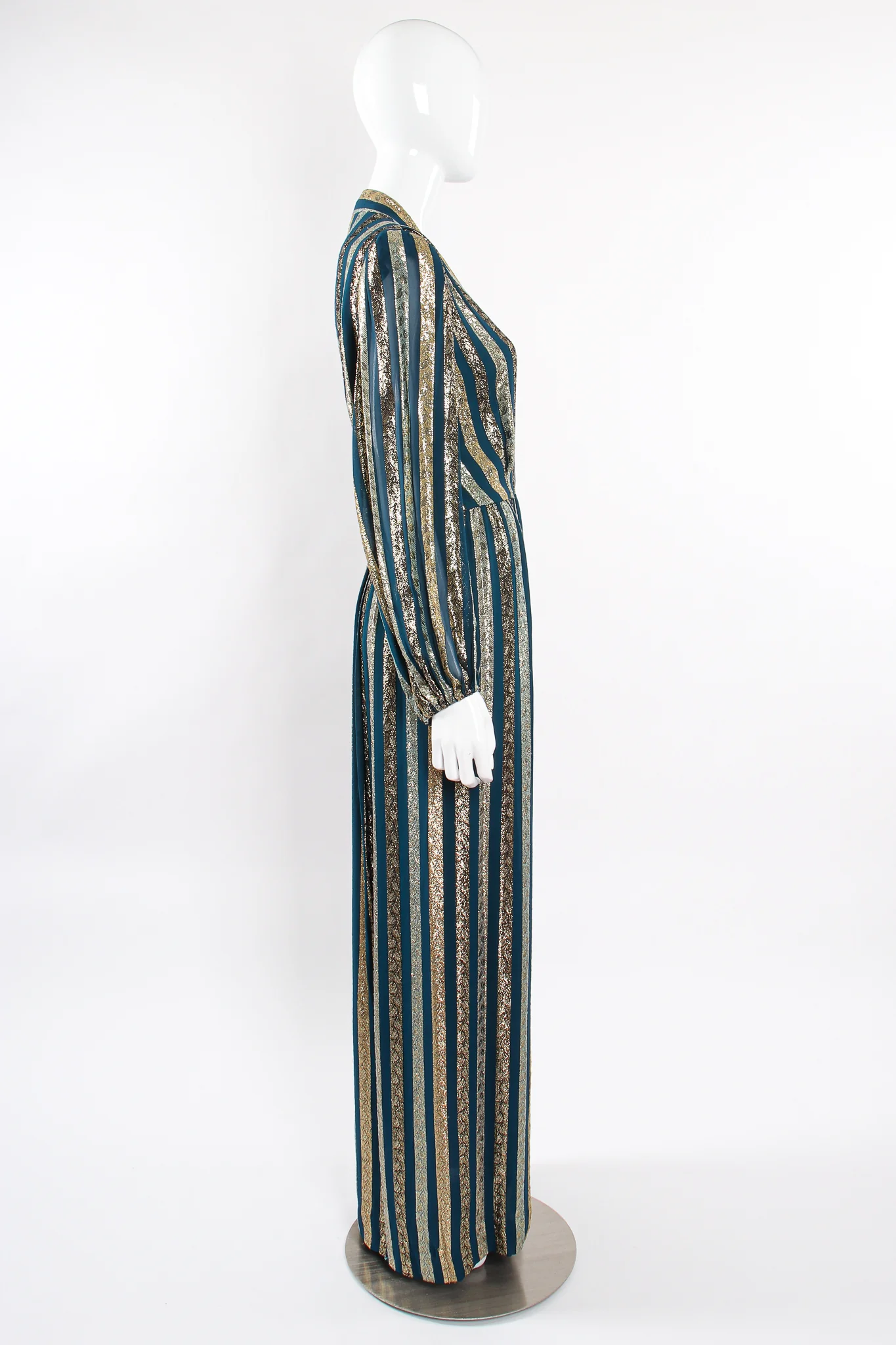 Metallic Ribbon Stripe Silk Gown - Image 6