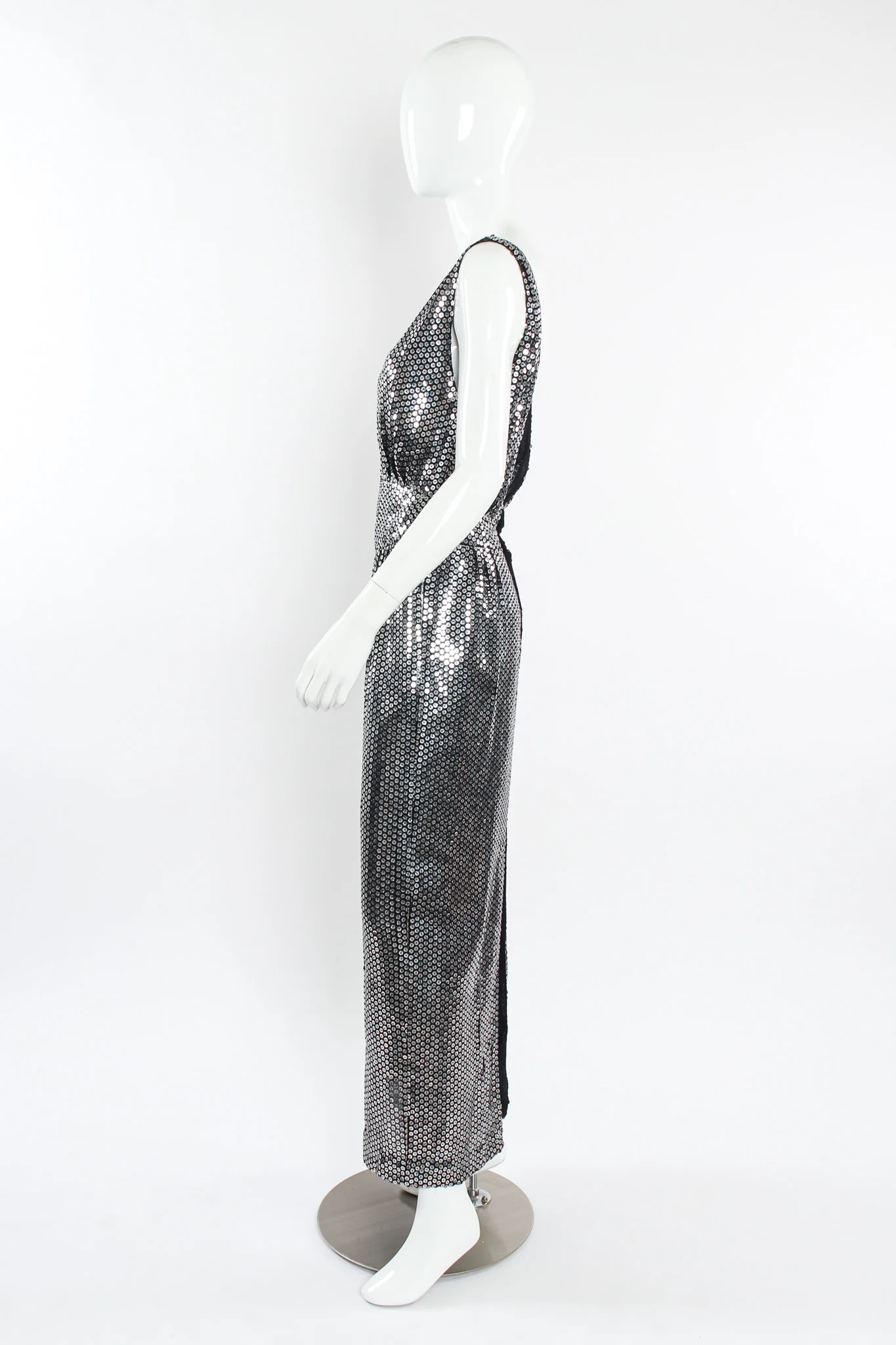 Metallic Sequin Silk Dress - Image 3