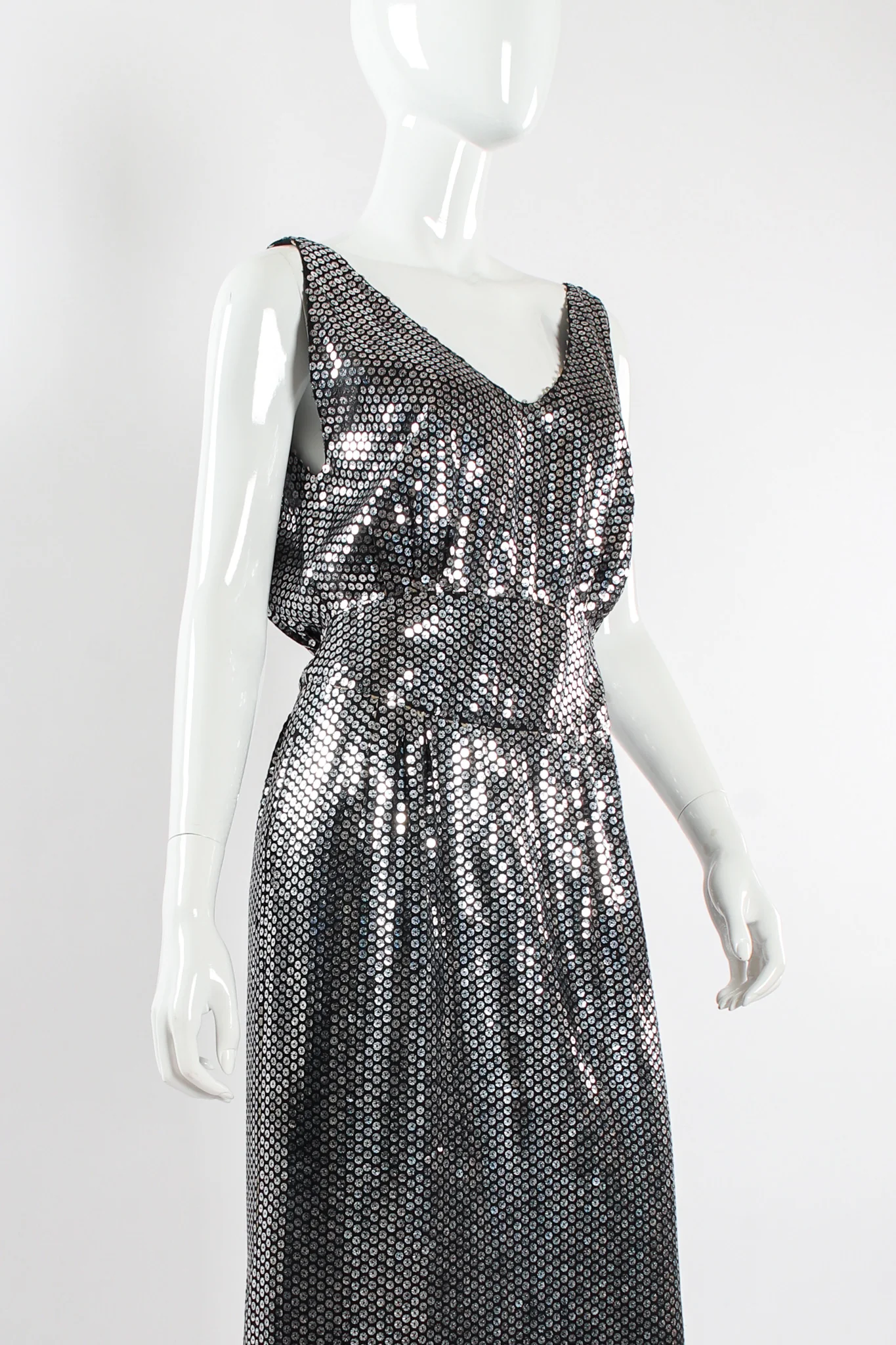 Metallic Sequin Silk Dress - Image 4