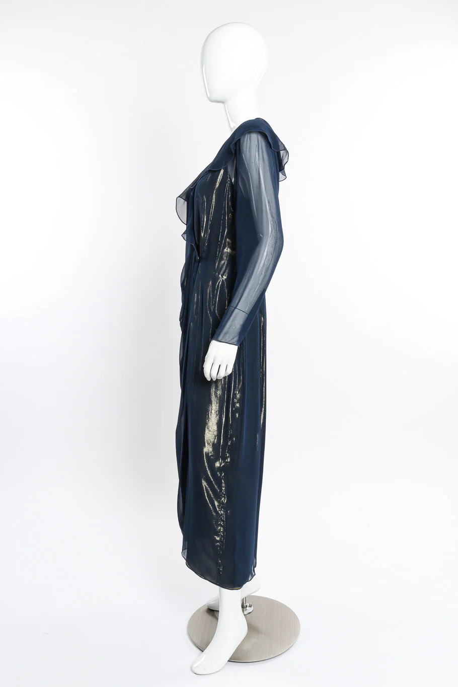 Metallic Silk Wrap Dress - Image 2