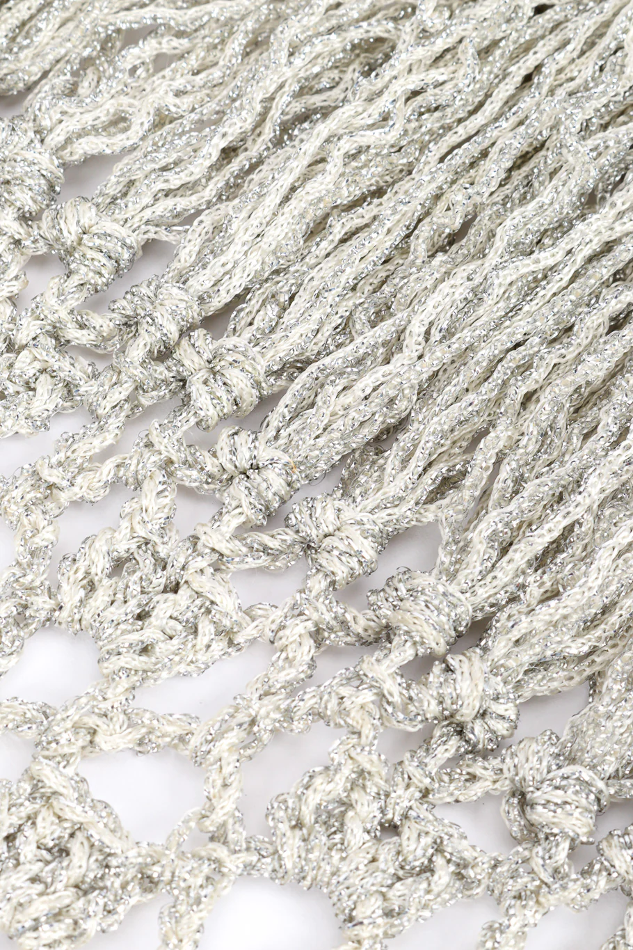 Metallic Silver Crochet Net Dress & Poncho - Image 10