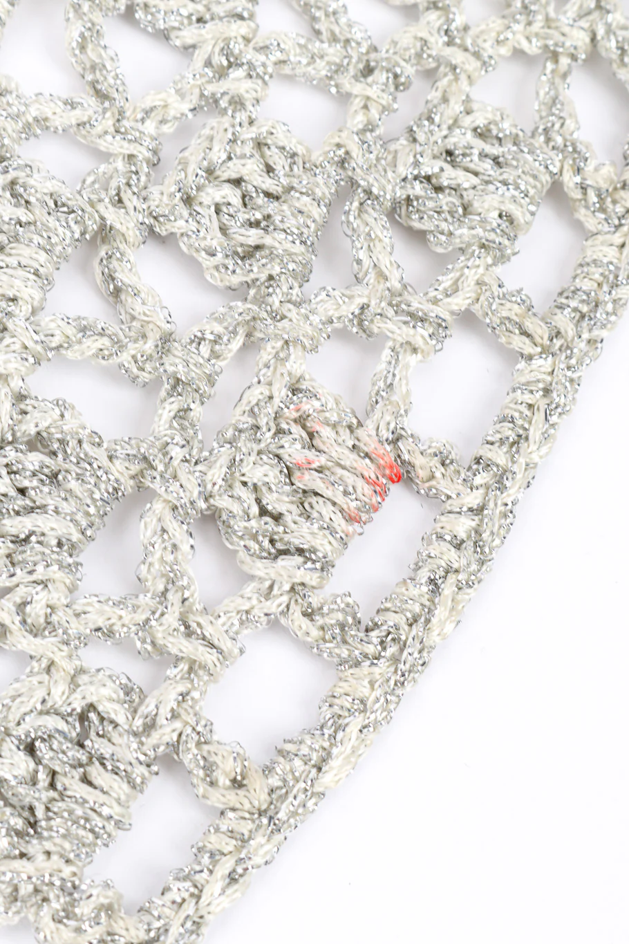 Metallic Silver Crochet Net Dress & Poncho - Image 12