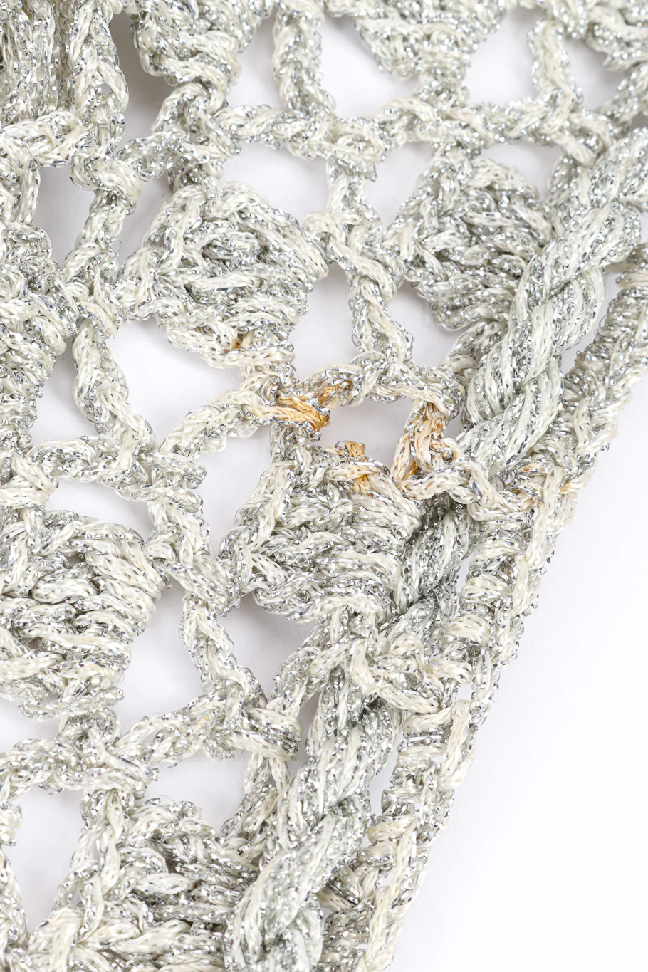 Metallic Silver Crochet Net Dress & Poncho - Image 13
