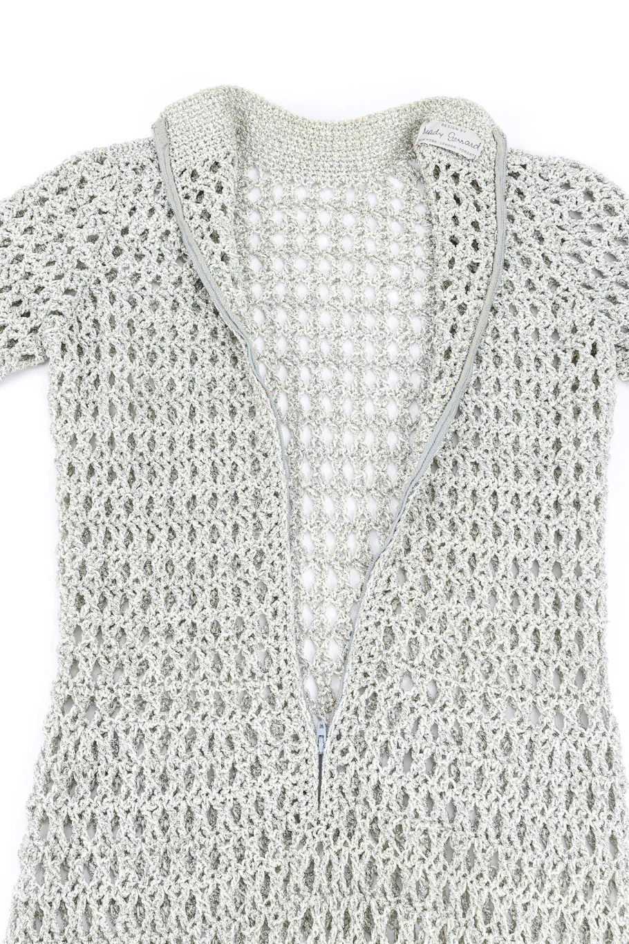 Metallic Silver Crochet Net Dress & Poncho - Image 9