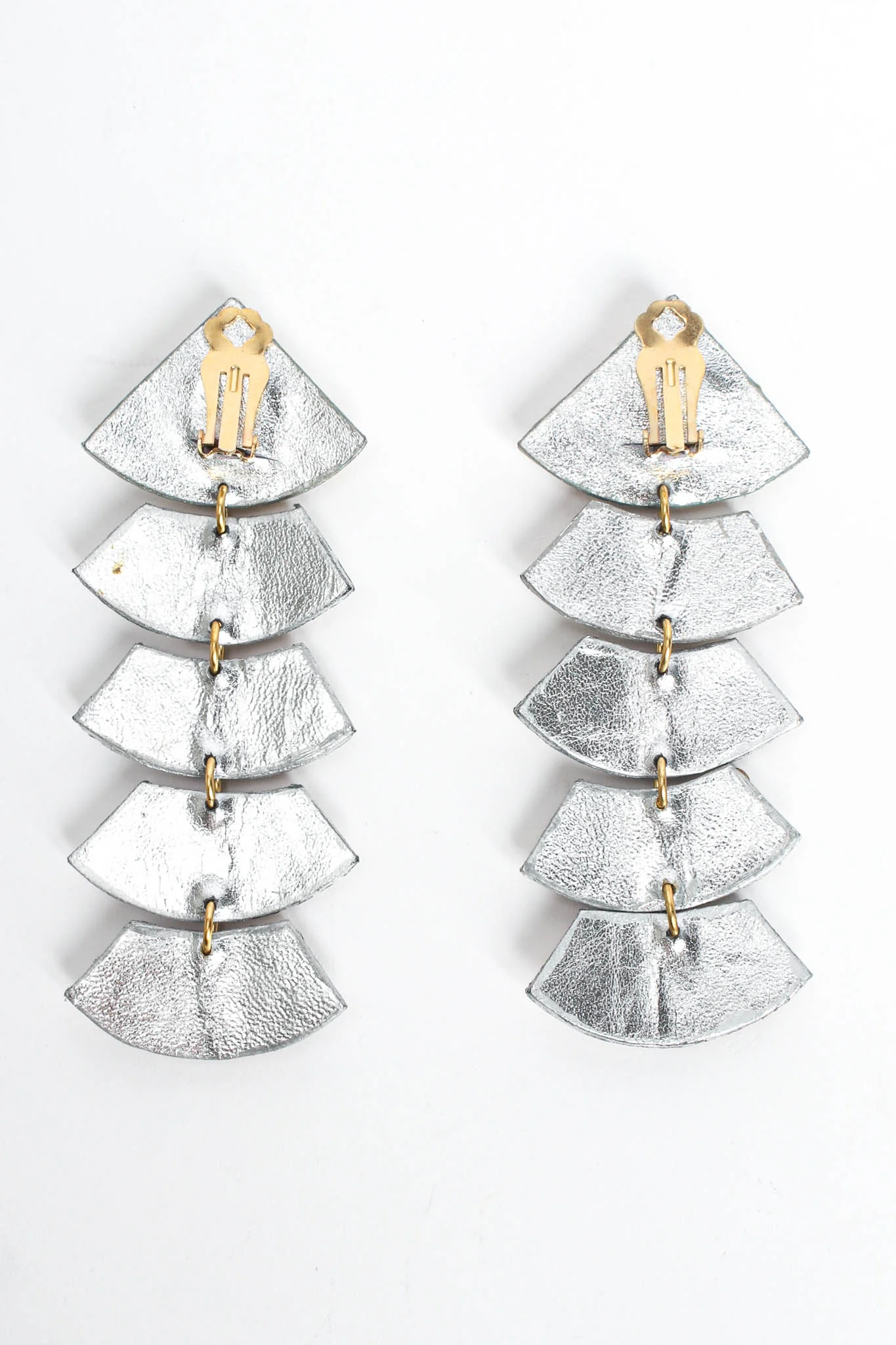 Metallic Leather Geo Rhinestone Earrings - Image 4