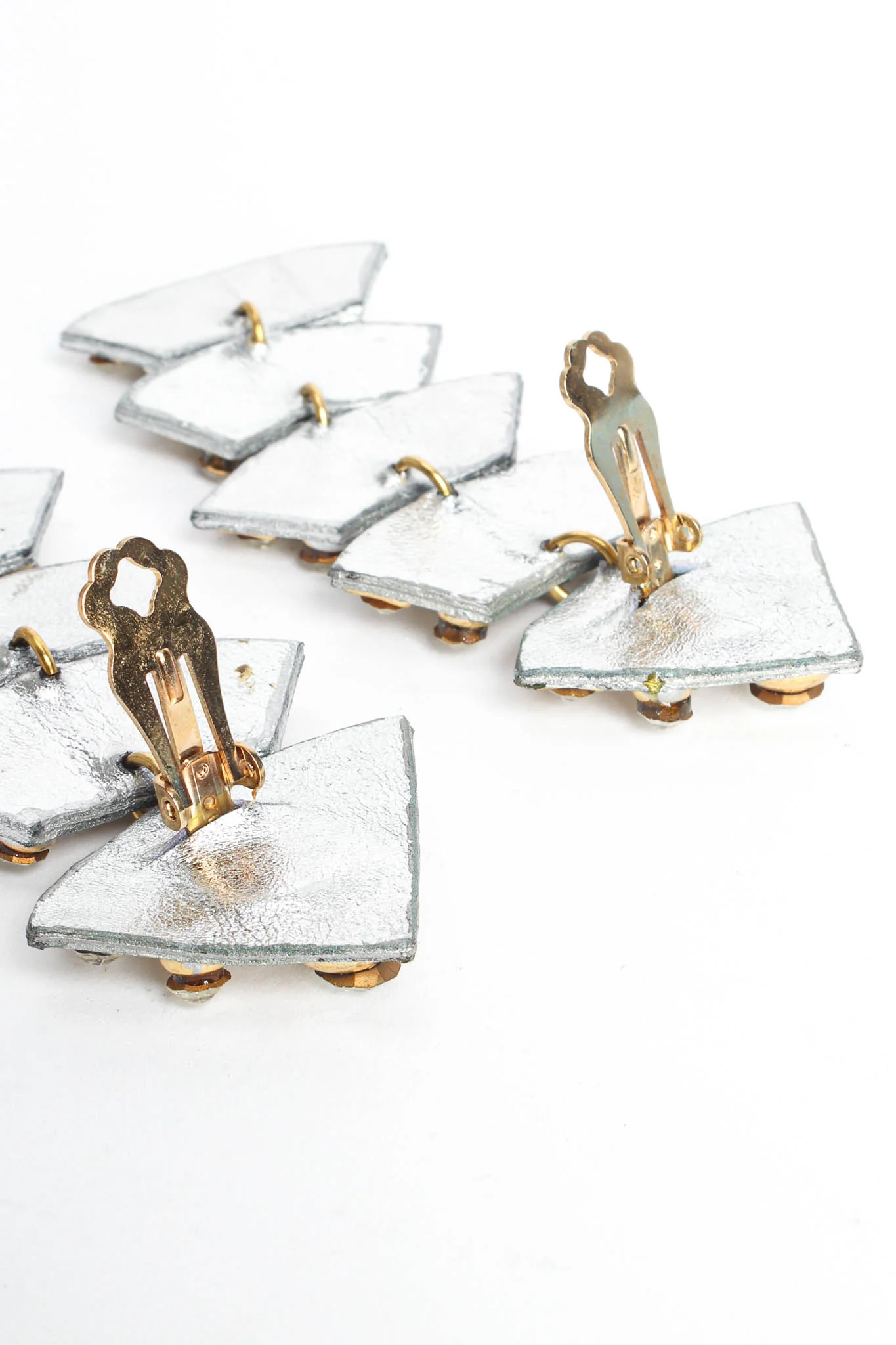 Metallic Leather Geo Rhinestone Earrings - Image 8