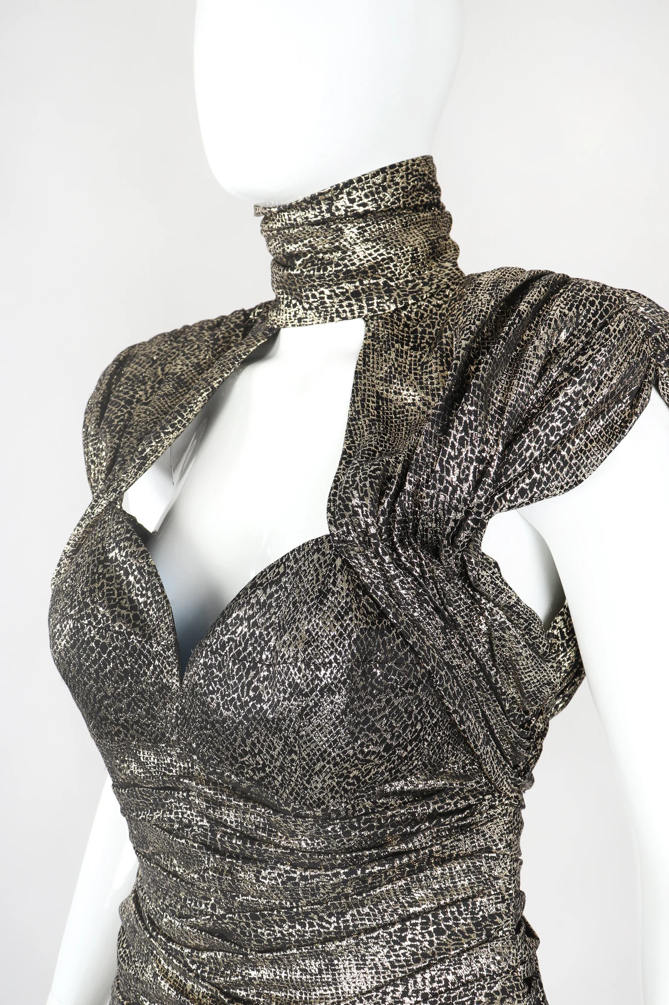 Metallic Snake Lamé Choker Dress