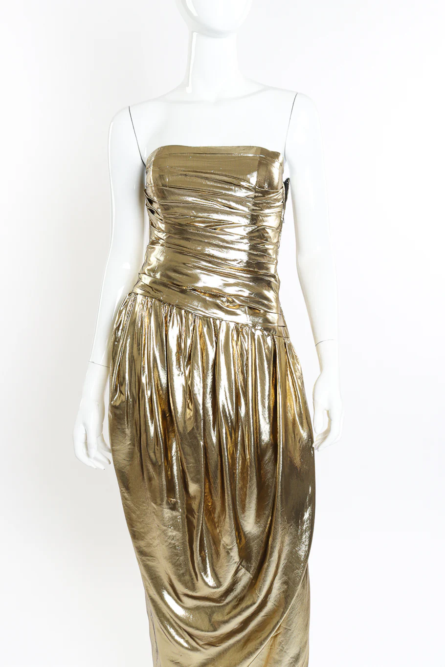 Metallic Strapless Ruched Gown - Image 2