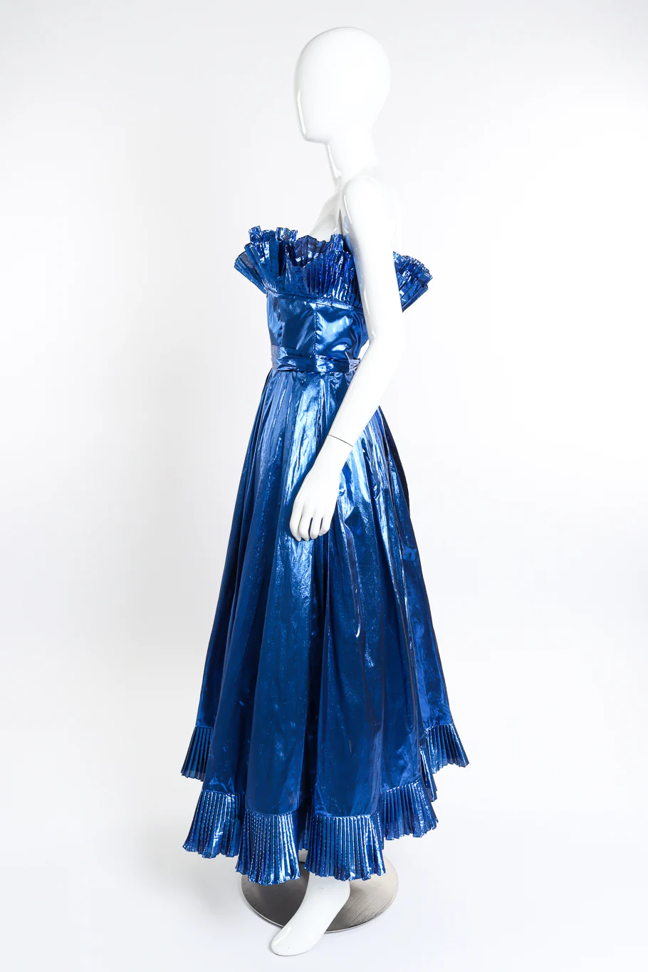 Metallic Strapless Ruffle Gown - Image 2