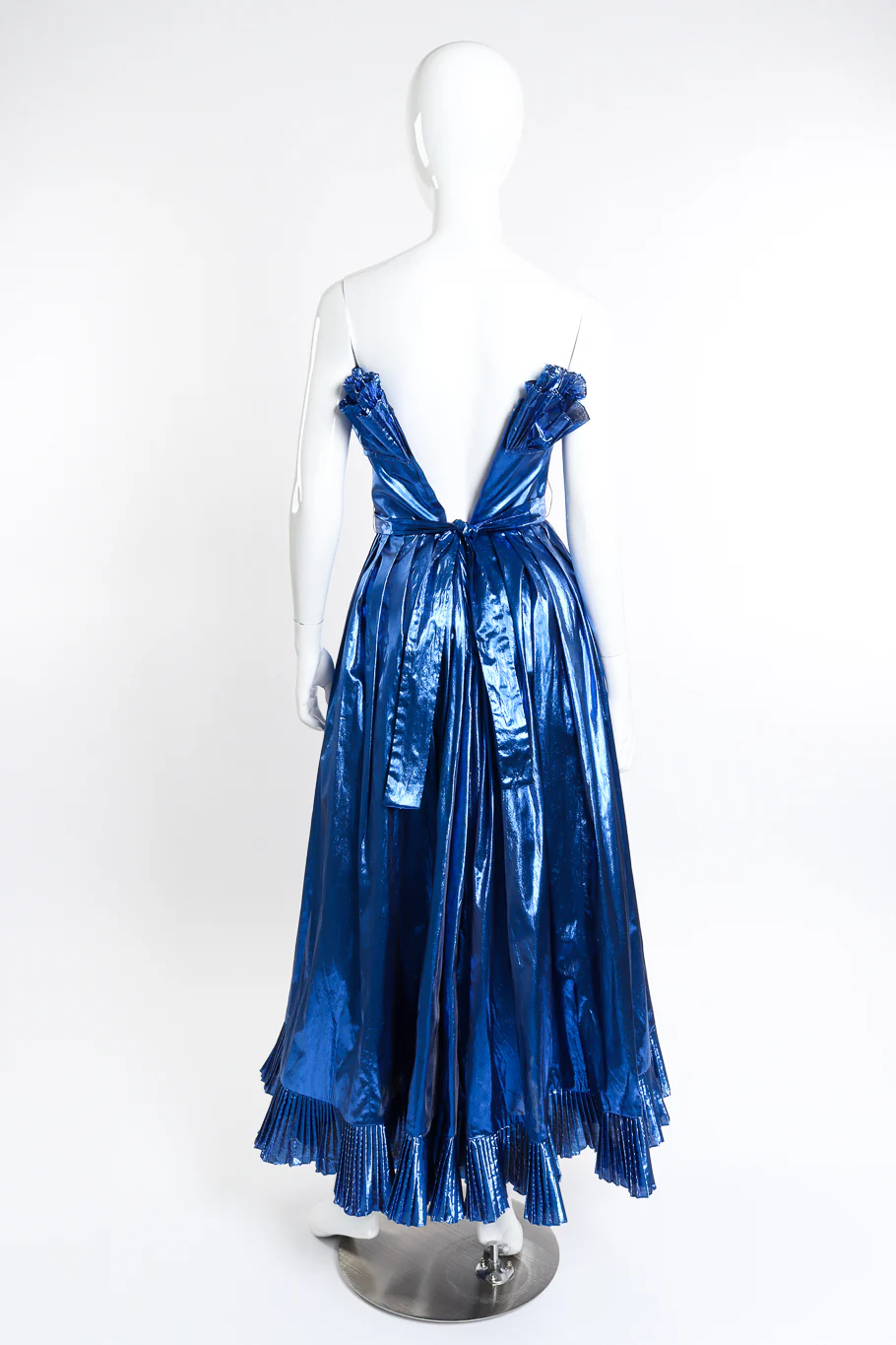 Metallic Strapless Ruffle Gown - Image 3