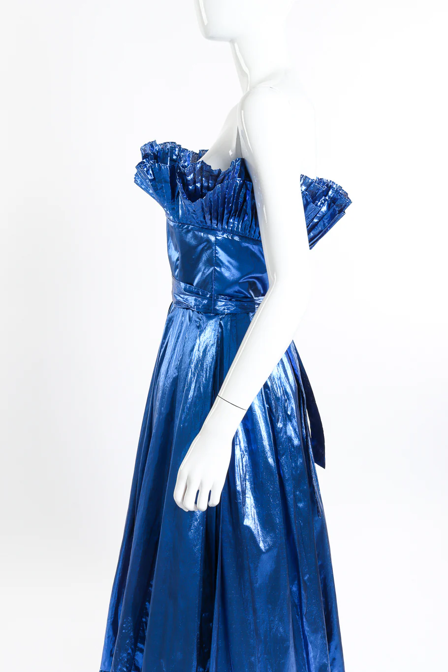 Metallic Strapless Ruffle Gown - Image 5