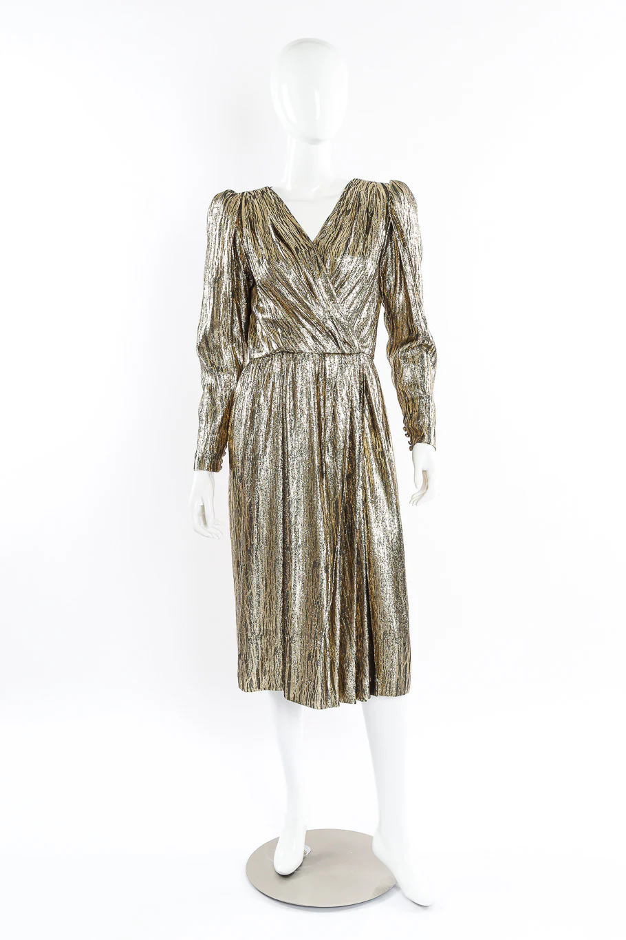 Metallic Stripe Surplice Dress
