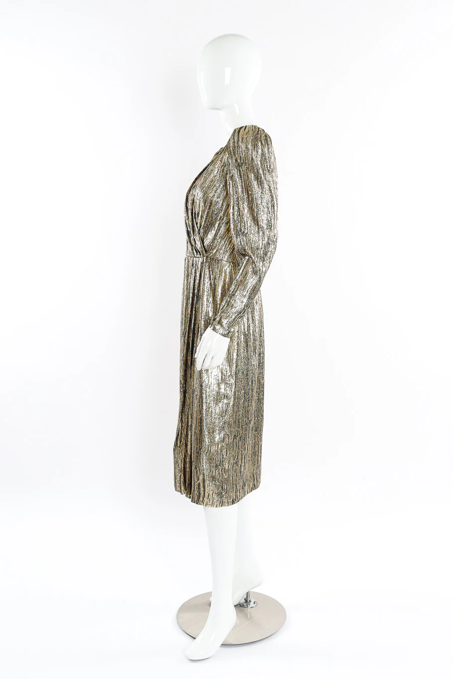 Metallic Stripe Surplice Dress - Image 2