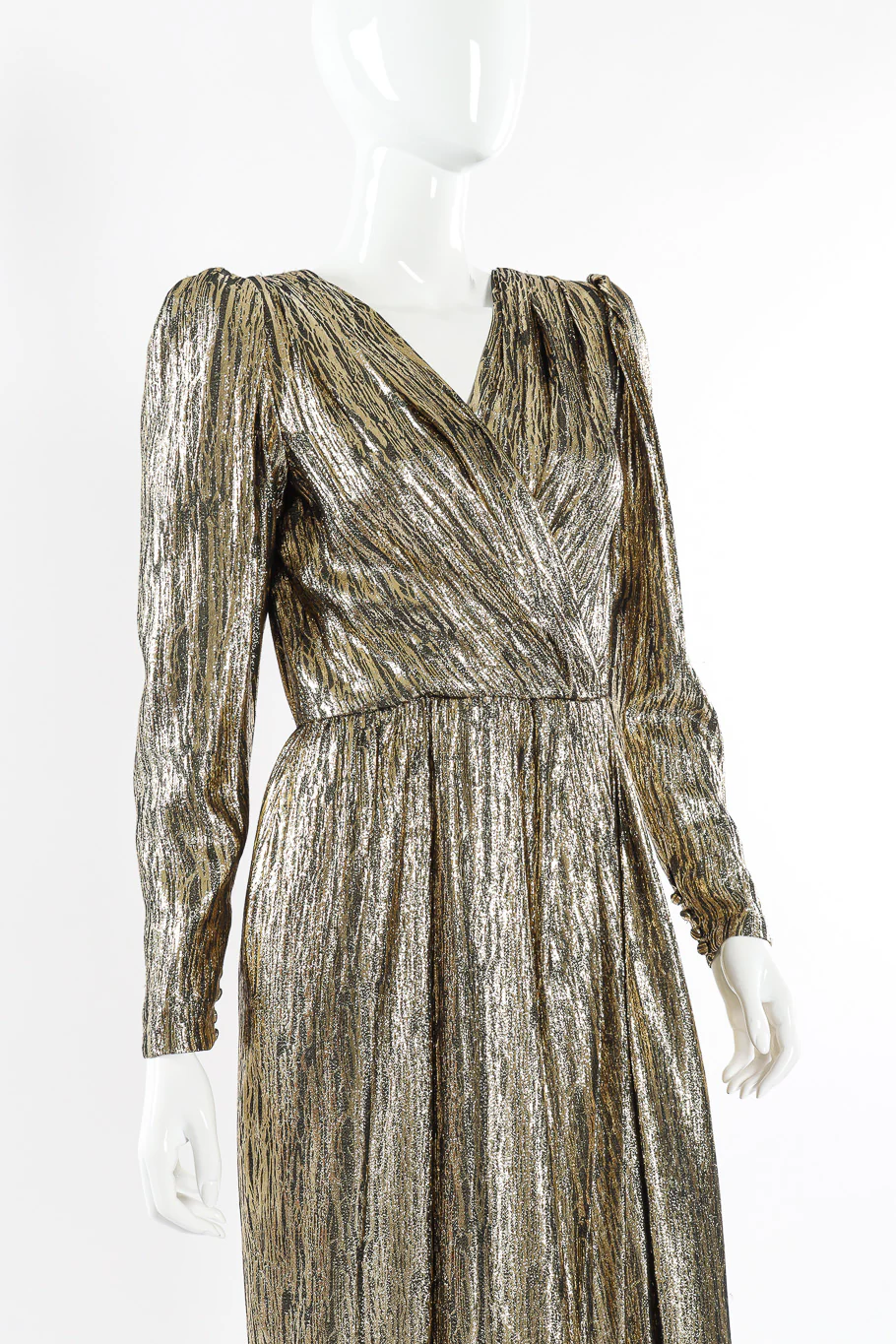 Metallic Stripe Surplice Dress - Image 4