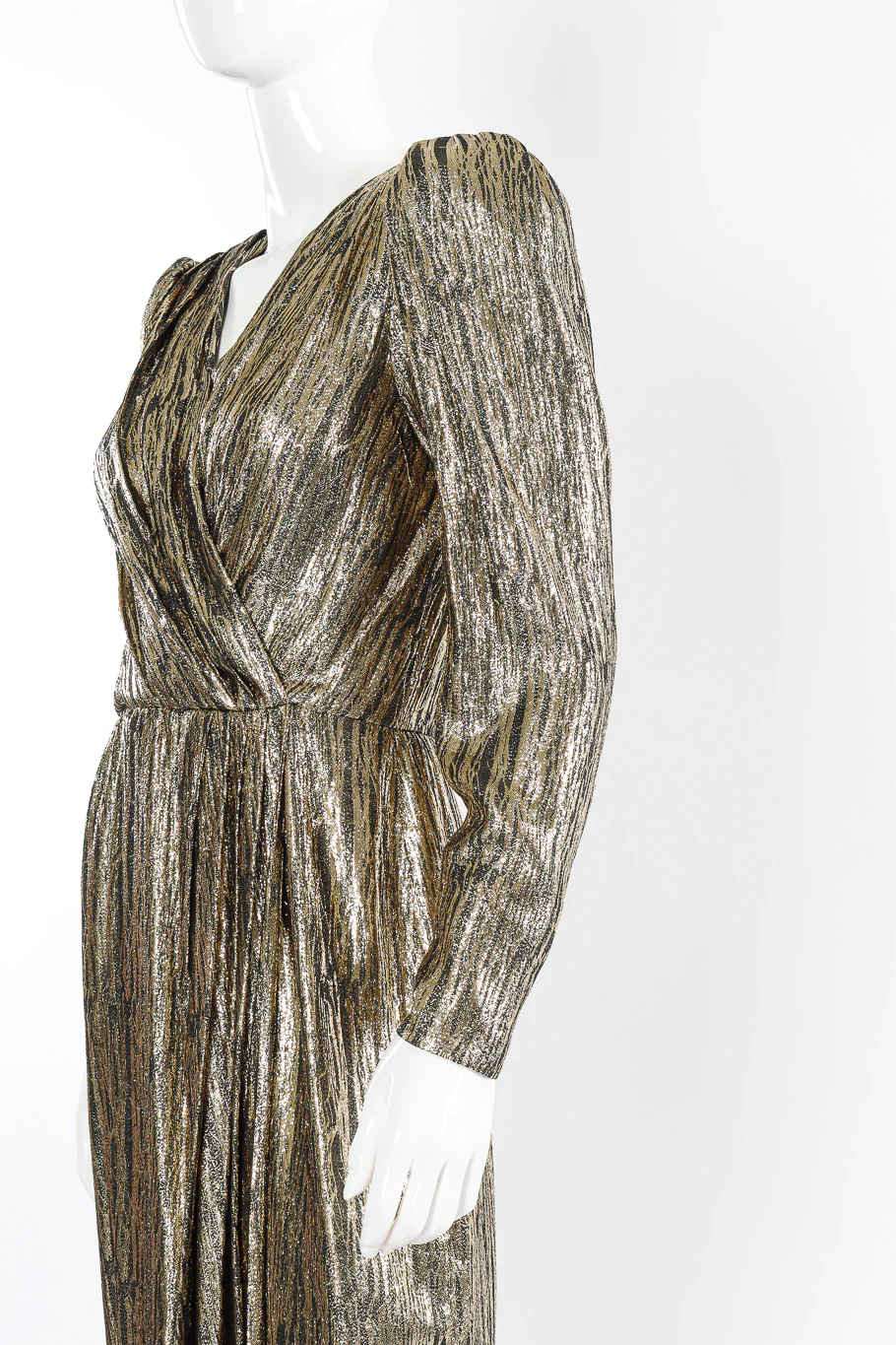 Metallic Stripe Surplice Dress - Image 5