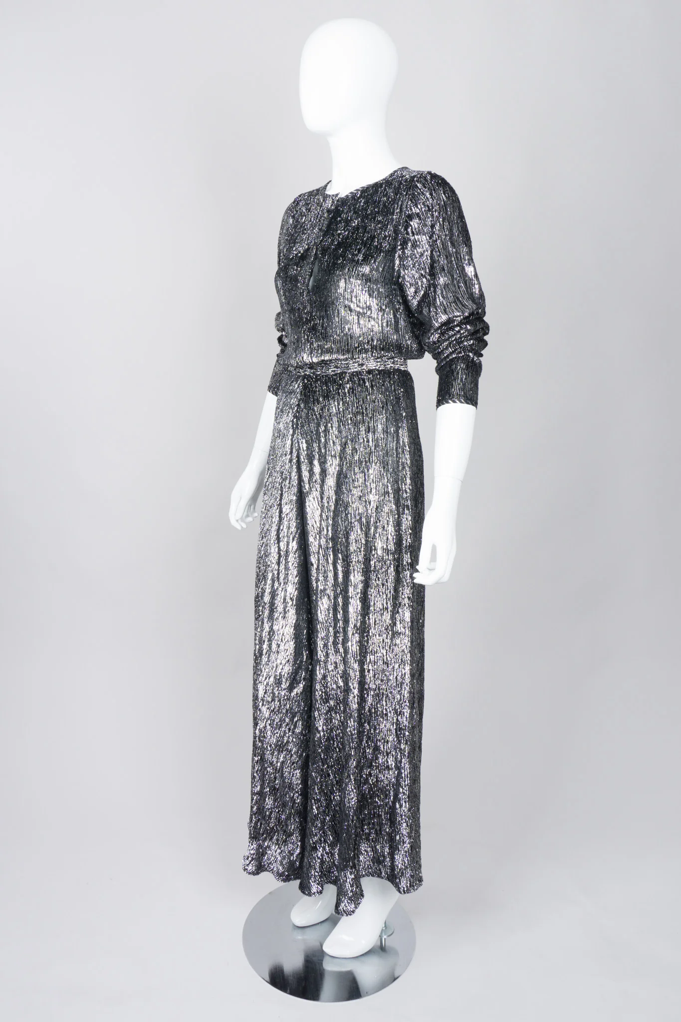 Metallic Velvet Lamé Top and Skirt Set - Image 4