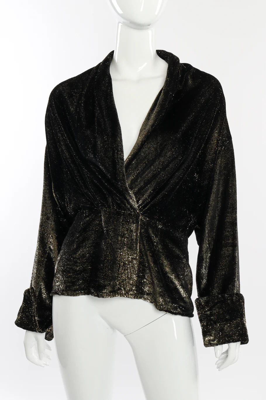 Metallic Velvet Wrap Blouse