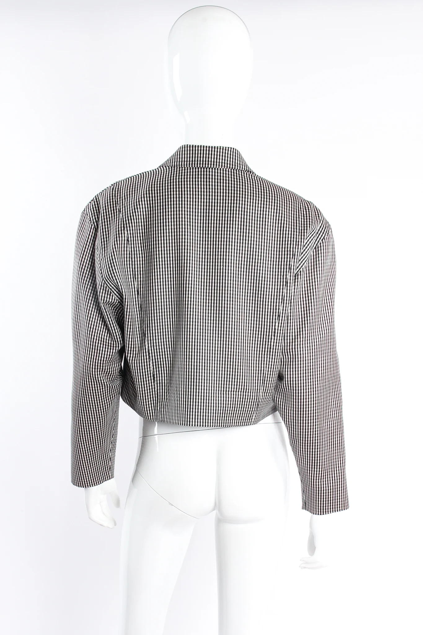 Micro Gingham Cropped Jacket - Image 4