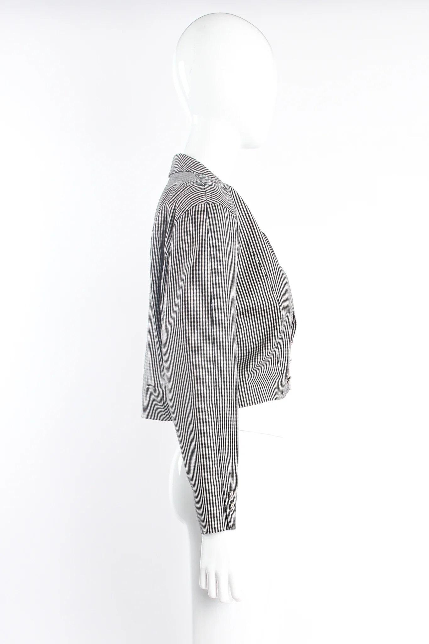 Micro Gingham Cropped Jacket - Image 5