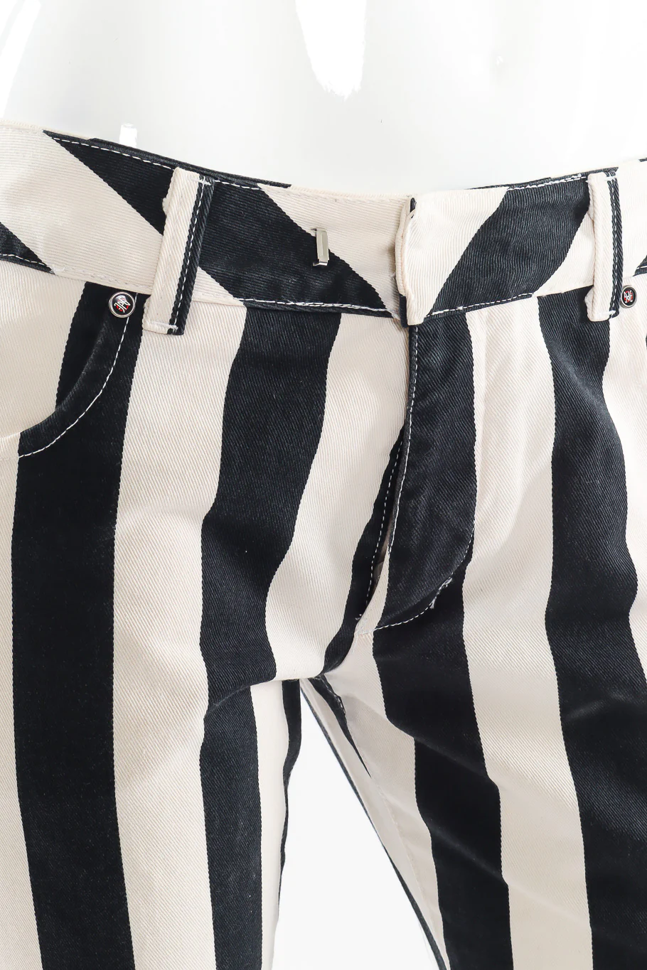 Mid Rise Striped Denim Pants - Image 6