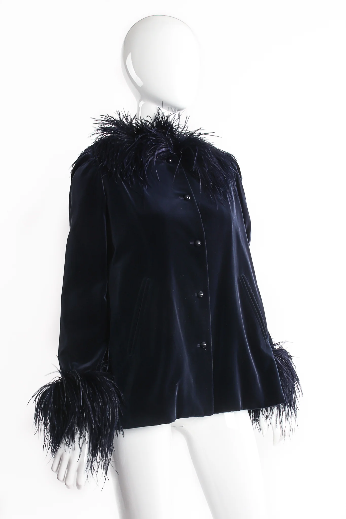 Midnight Ostrich Velvet Jacket - Image 3