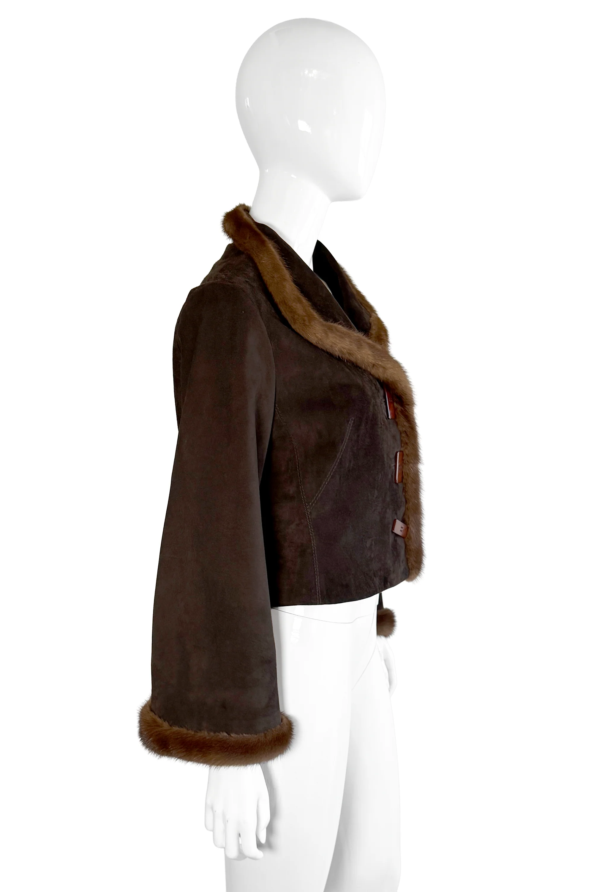 Mink Trim Suede Jacket - Image 2