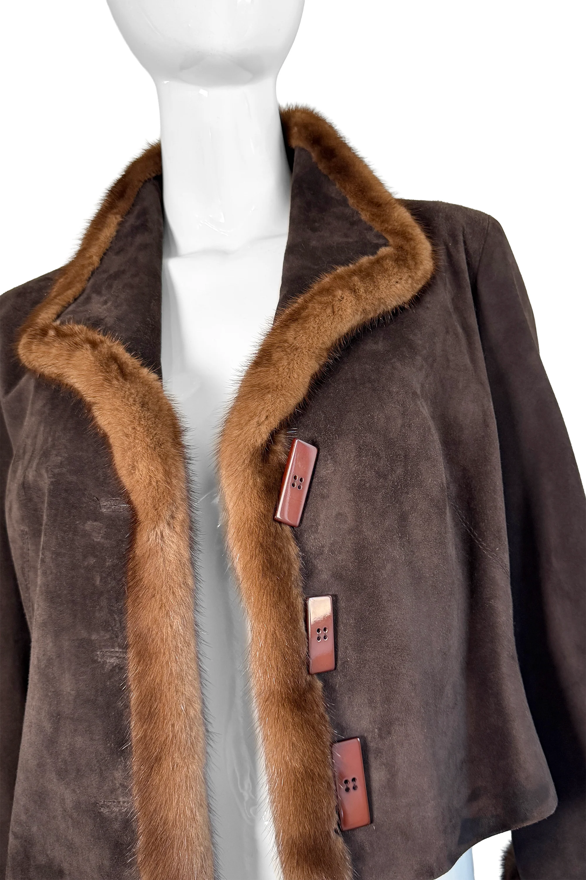 Mink Trim Suede Jacket - Image 4