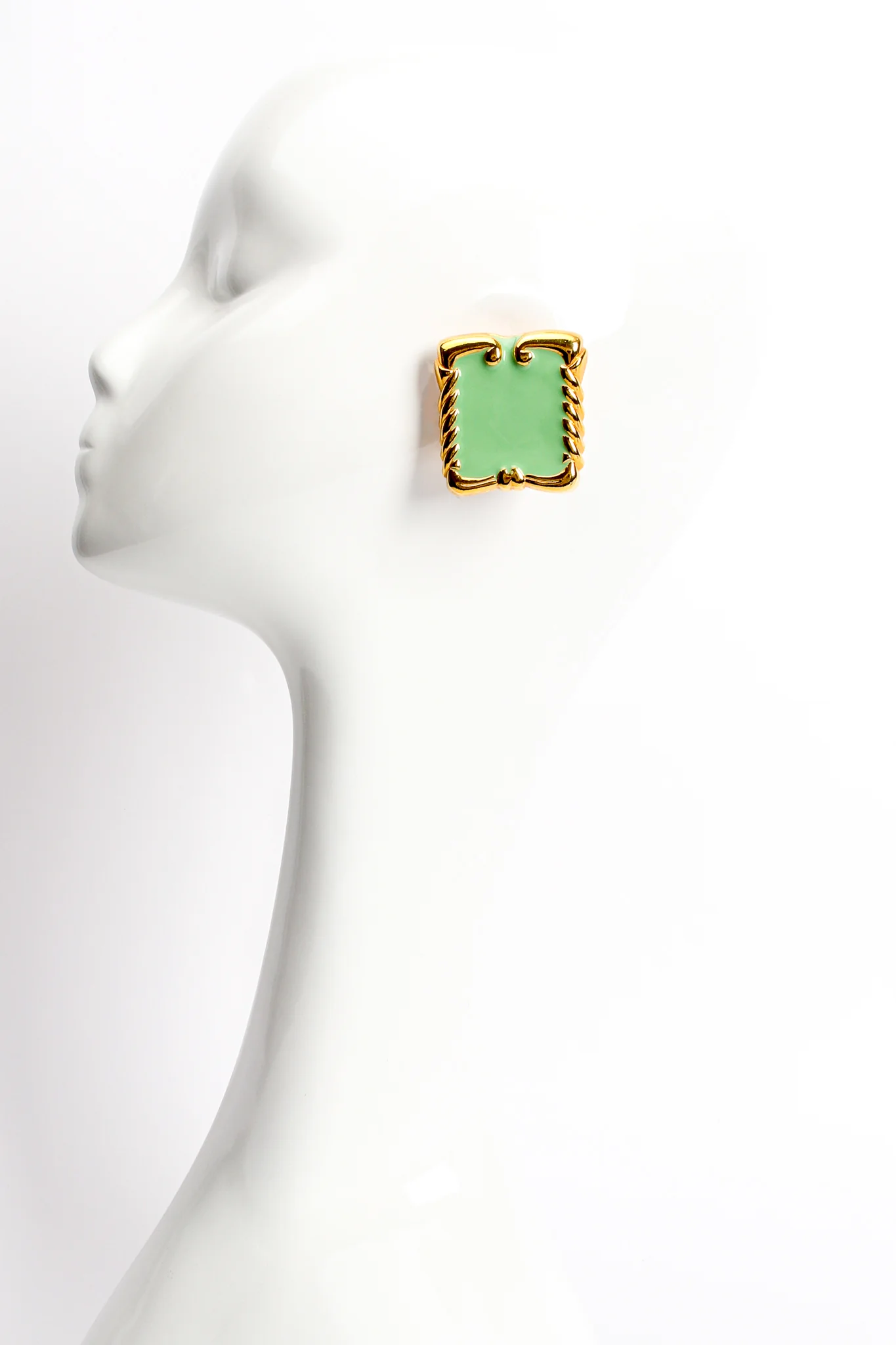 Mint Enamel Baroque Frame Earrings - Image 2