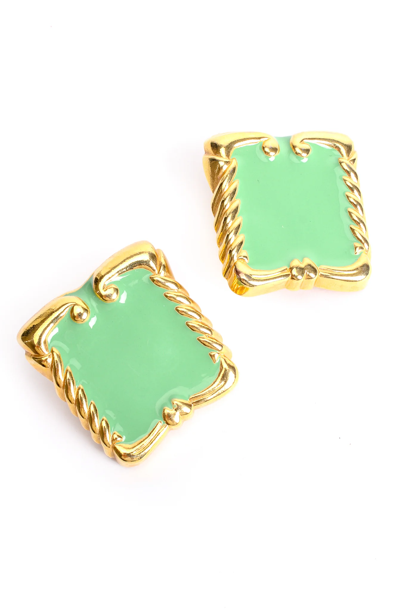 Mint Enamel Baroque Frame Earrings - Image 4