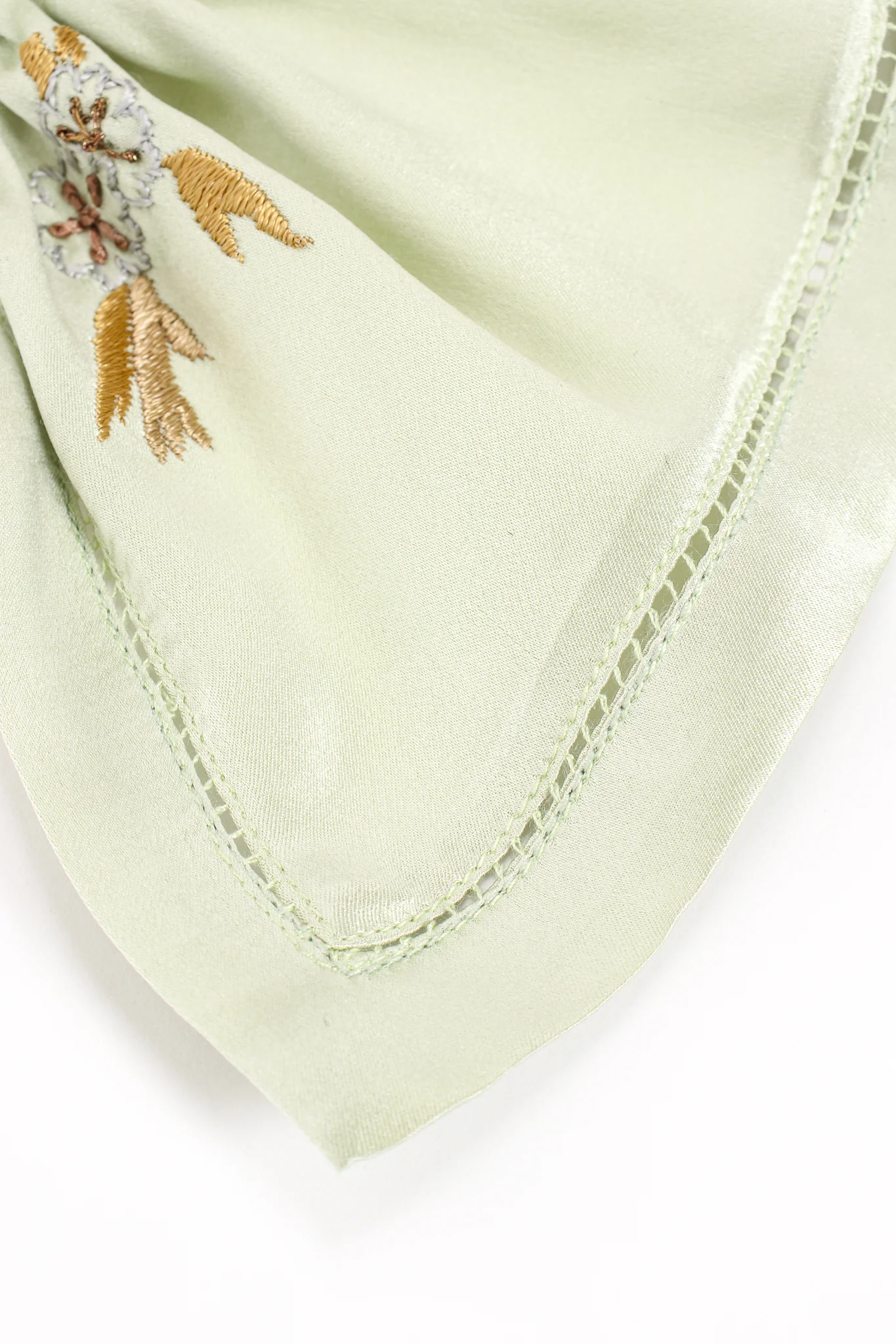 Mint Floral Embroidered Silk Shirt - Image 15