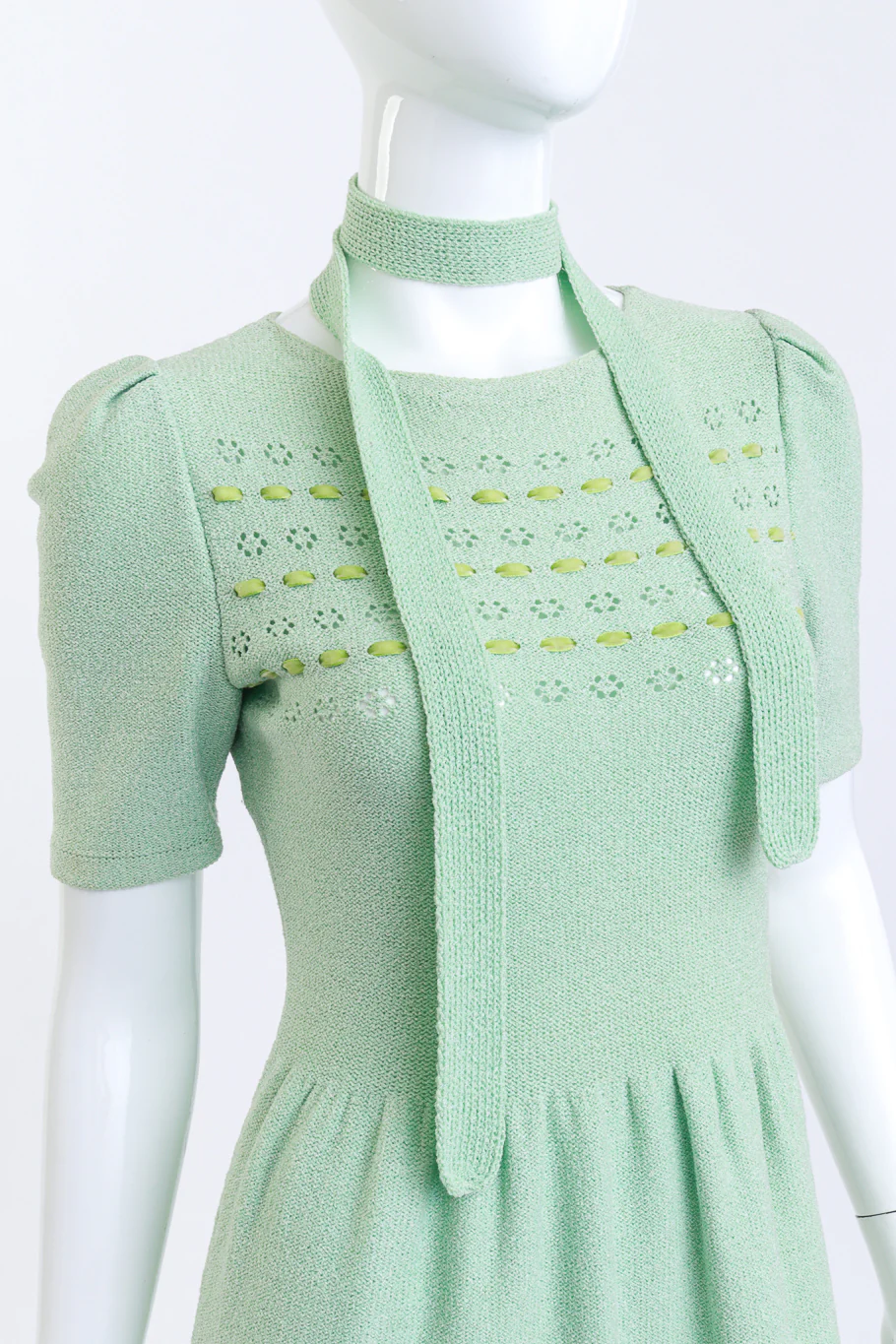 Mint Ribbon Weave Knit Dress - Image 5