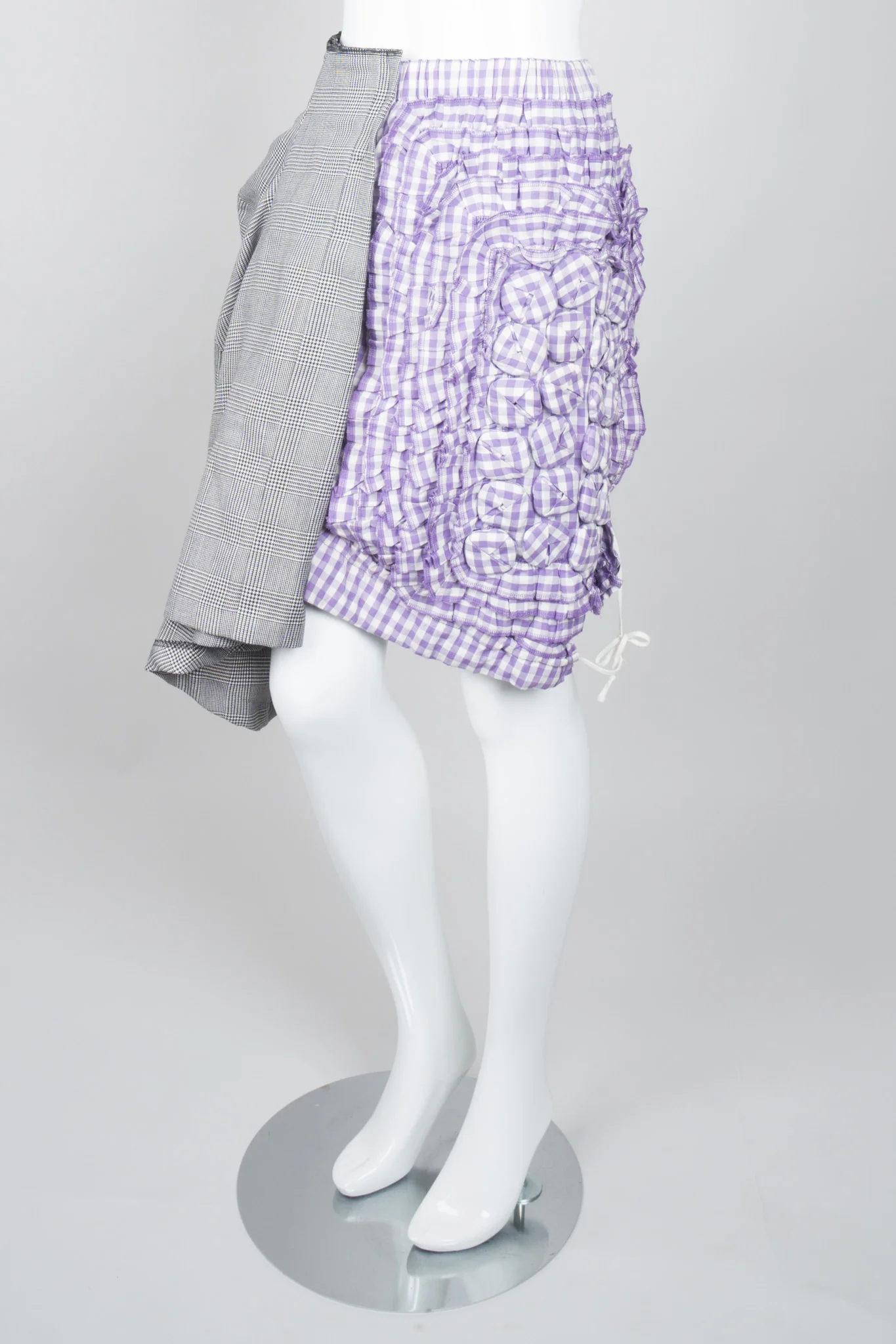 Mixed Media Gingham Skirt - Image 3