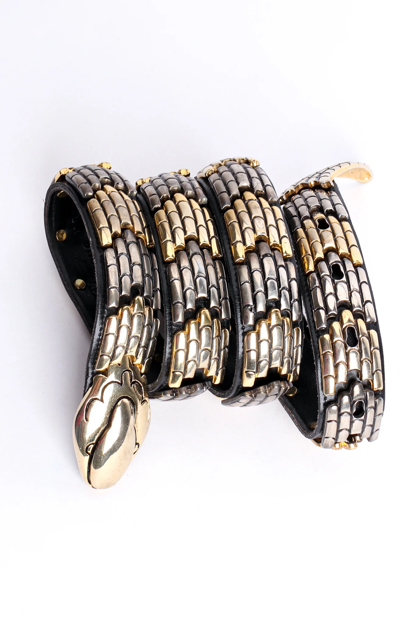 Mixed Metal Leather Snake Belt - Image 6