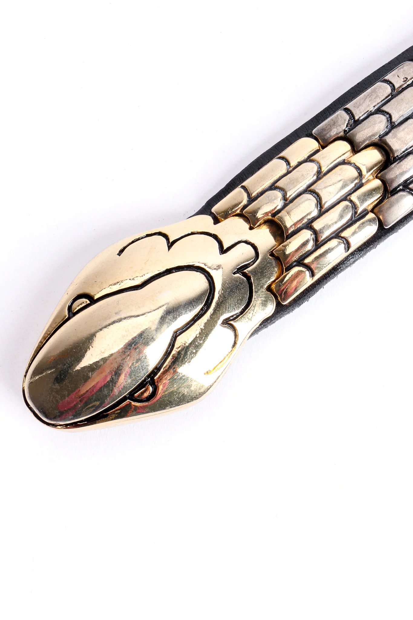 Mixed Metal Leather Snake Belt - Image 7