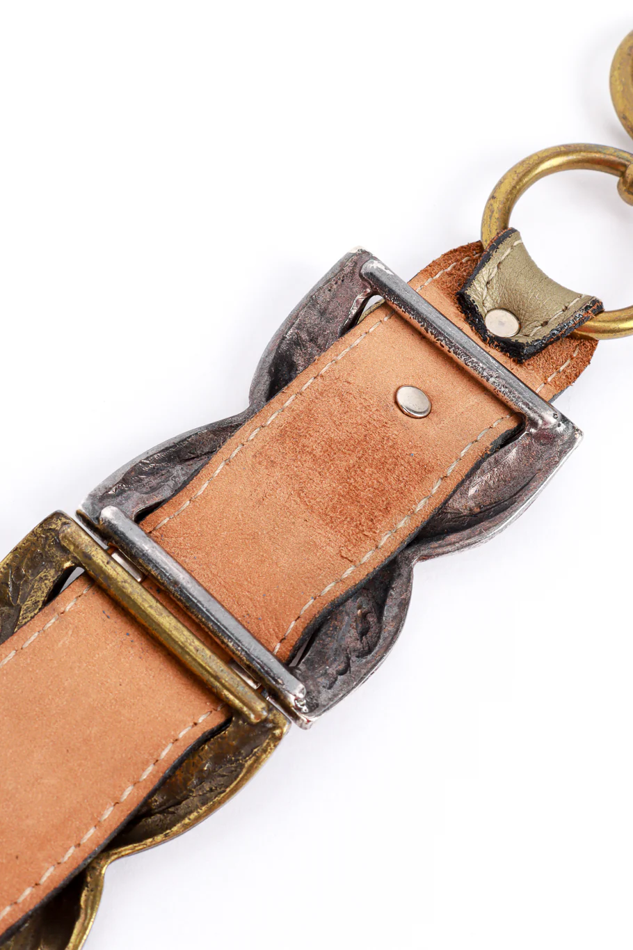 Mixed Metal Leather X Belt - Image 8