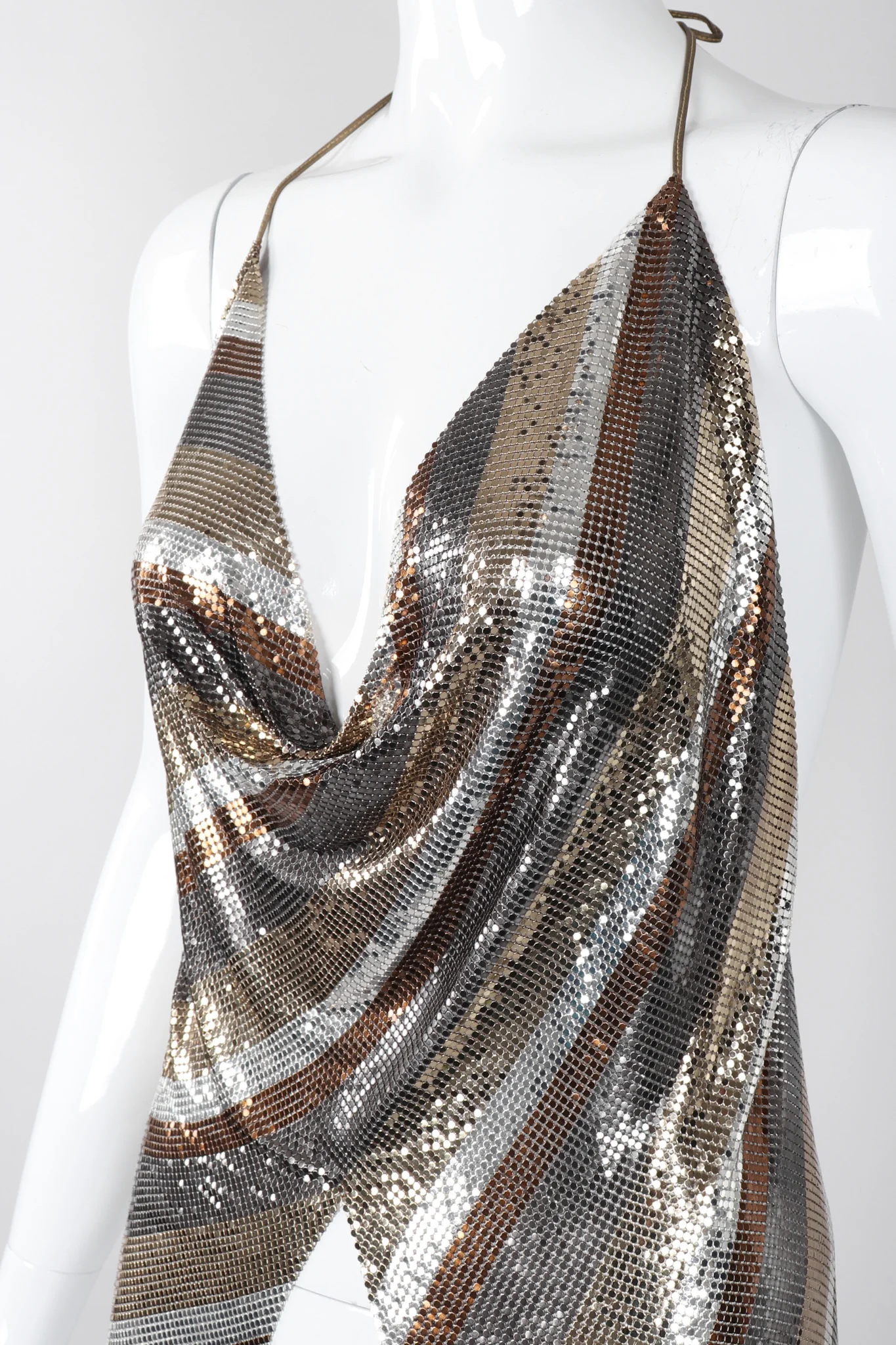 Mixed Metal Mesh Halter Top