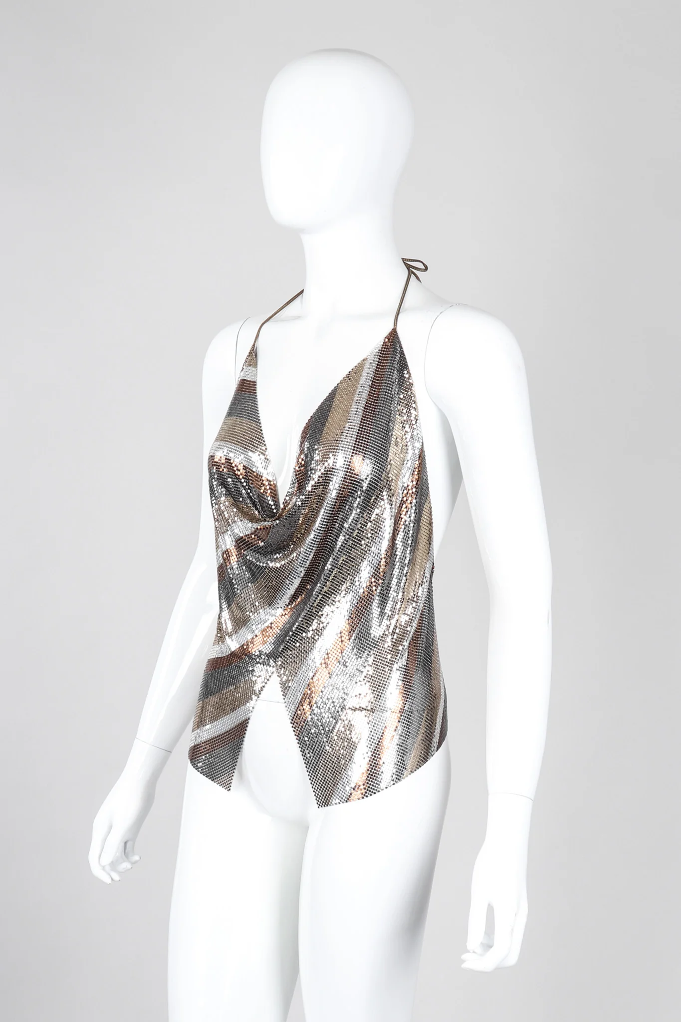 Mixed Metal Mesh Halter Top - Image 4