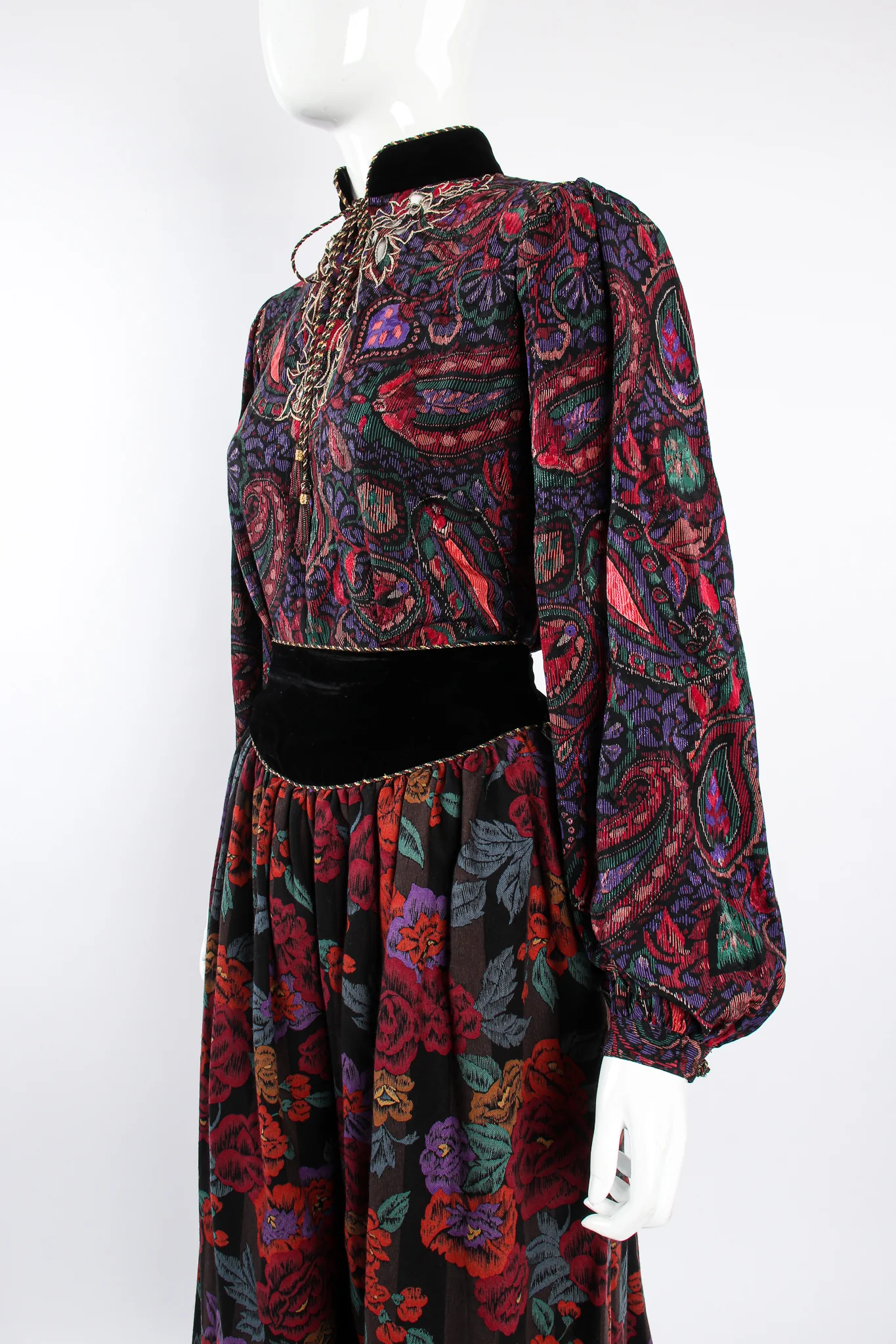 Mixed Print Floral Paisley Blouse & Skirt Set - Image 2