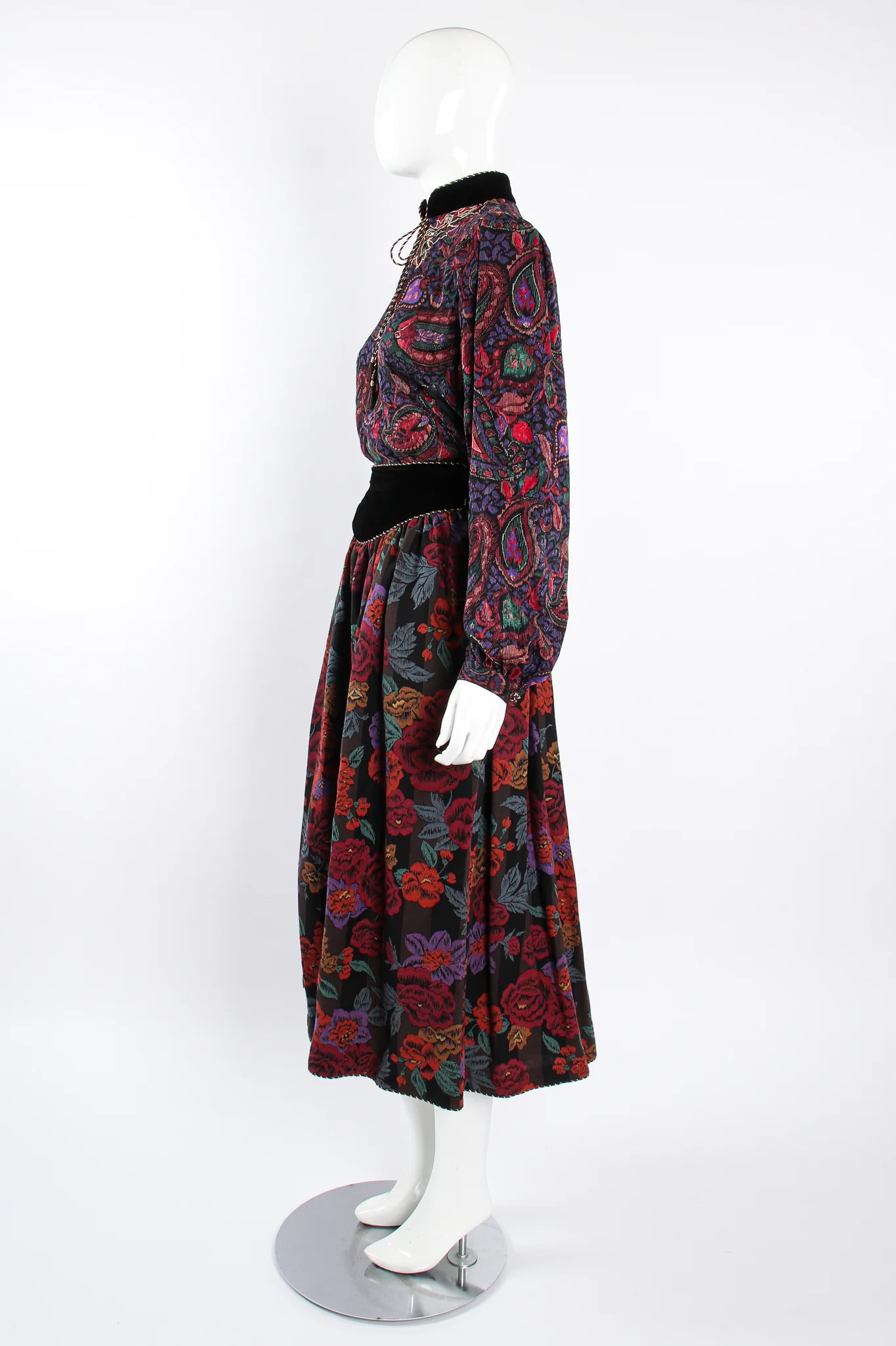 Mixed Print Floral Paisley Blouse & Skirt Set - Image 7