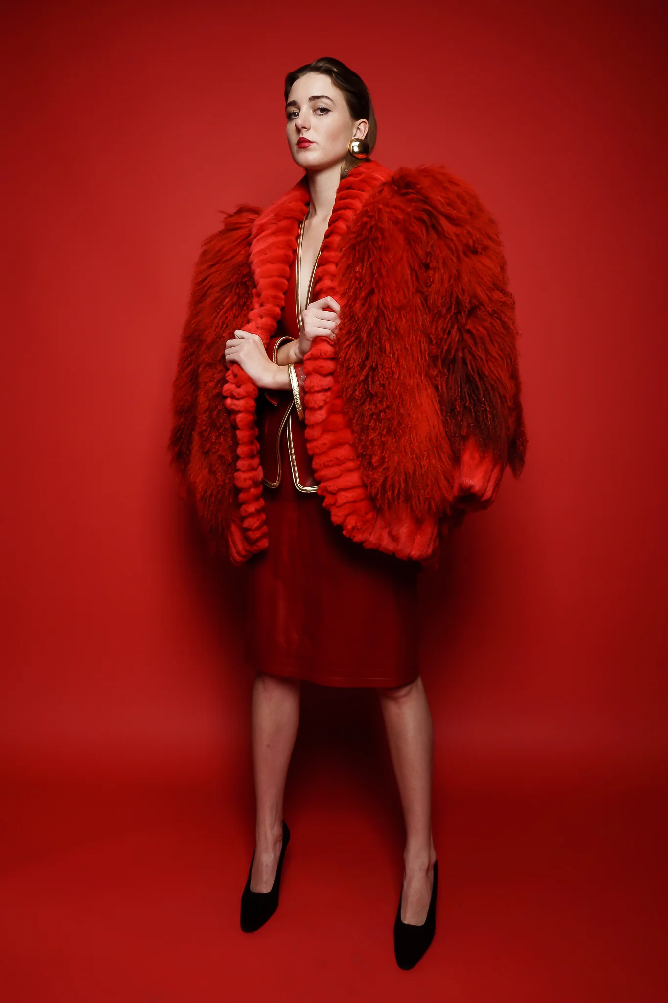Mongolian Fur Shawl Collar Coat - Image 3